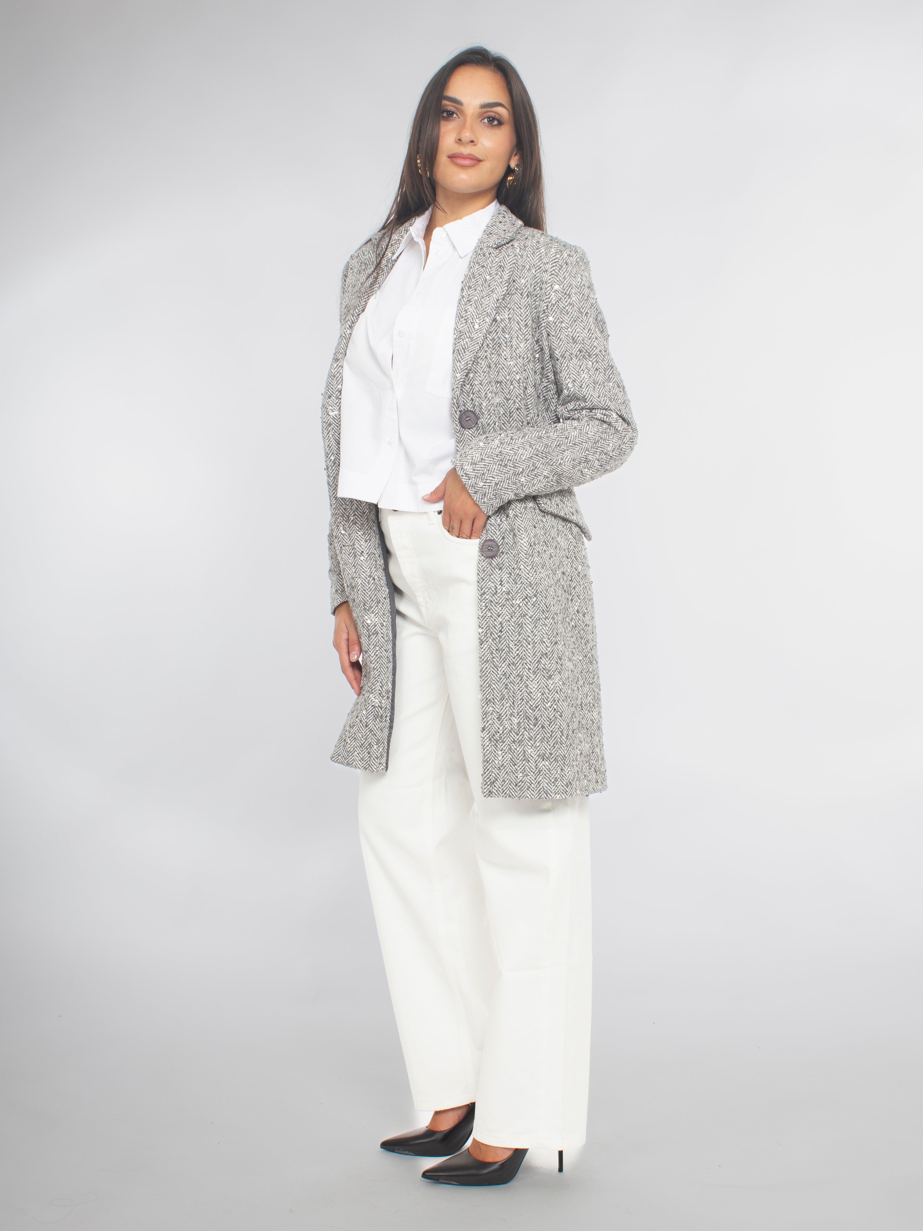 Cappotto Midi Con Paillettes Rinascimento
