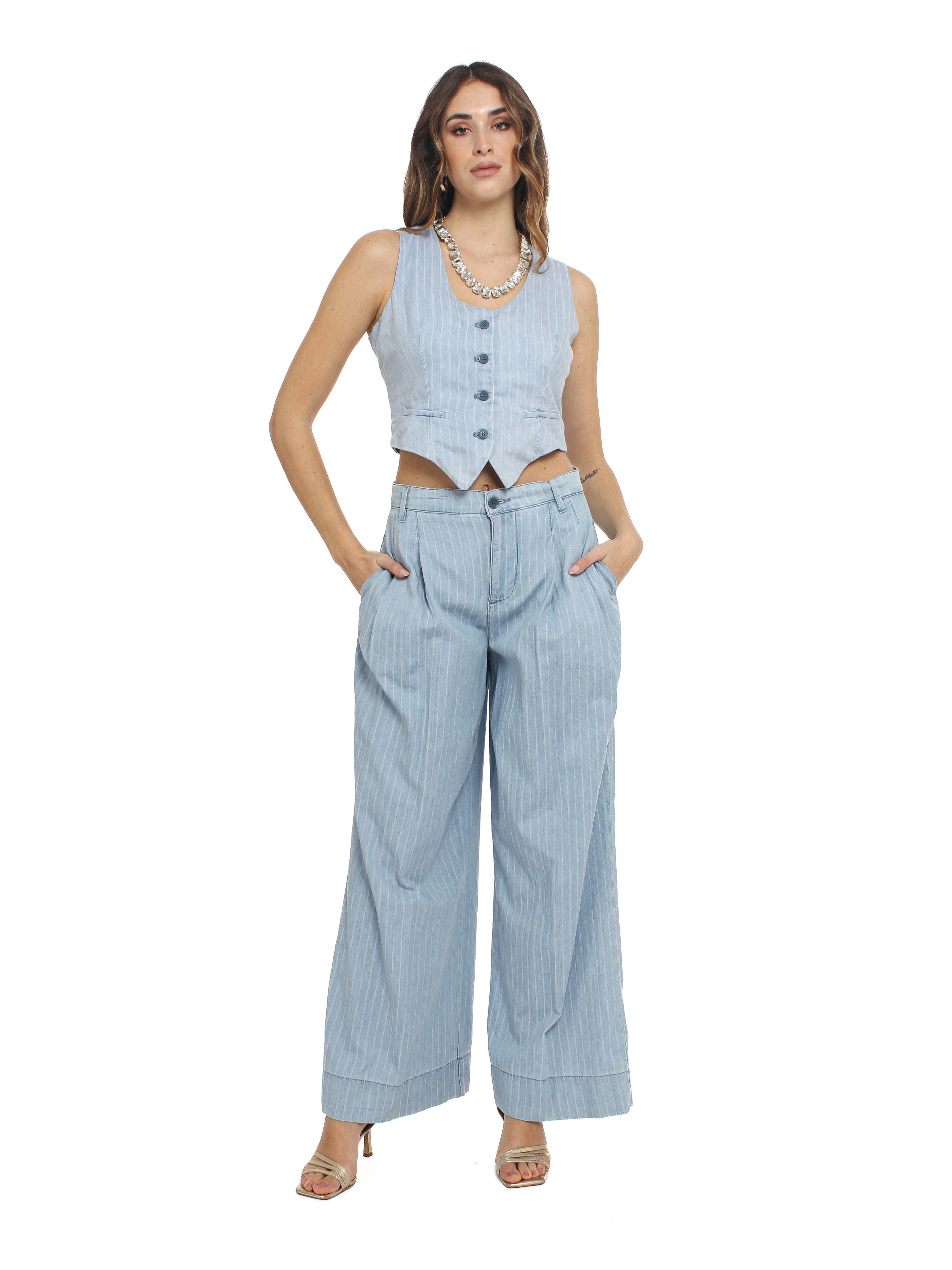 Pantalone in denim gessato Liu-Jo