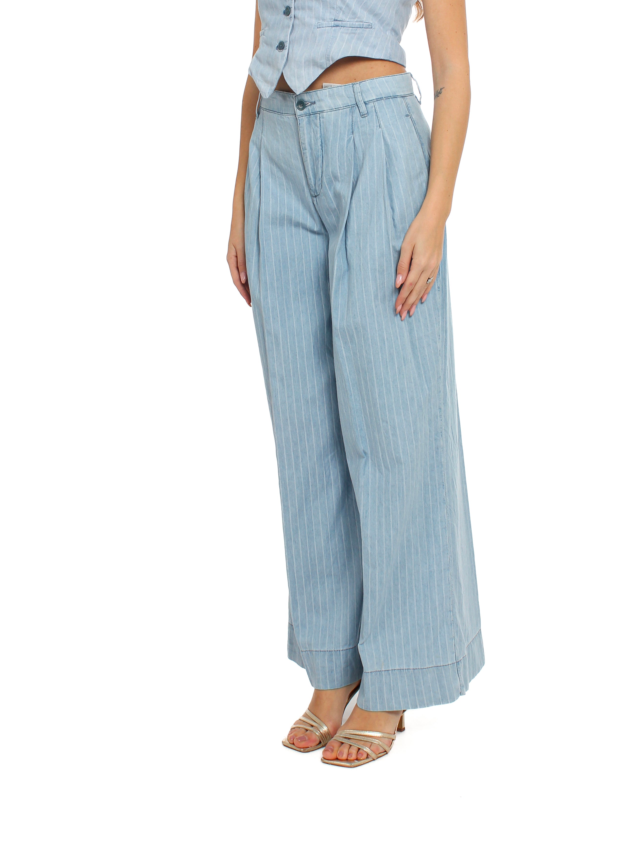 Pantalone in denim gessato Liu-Jo