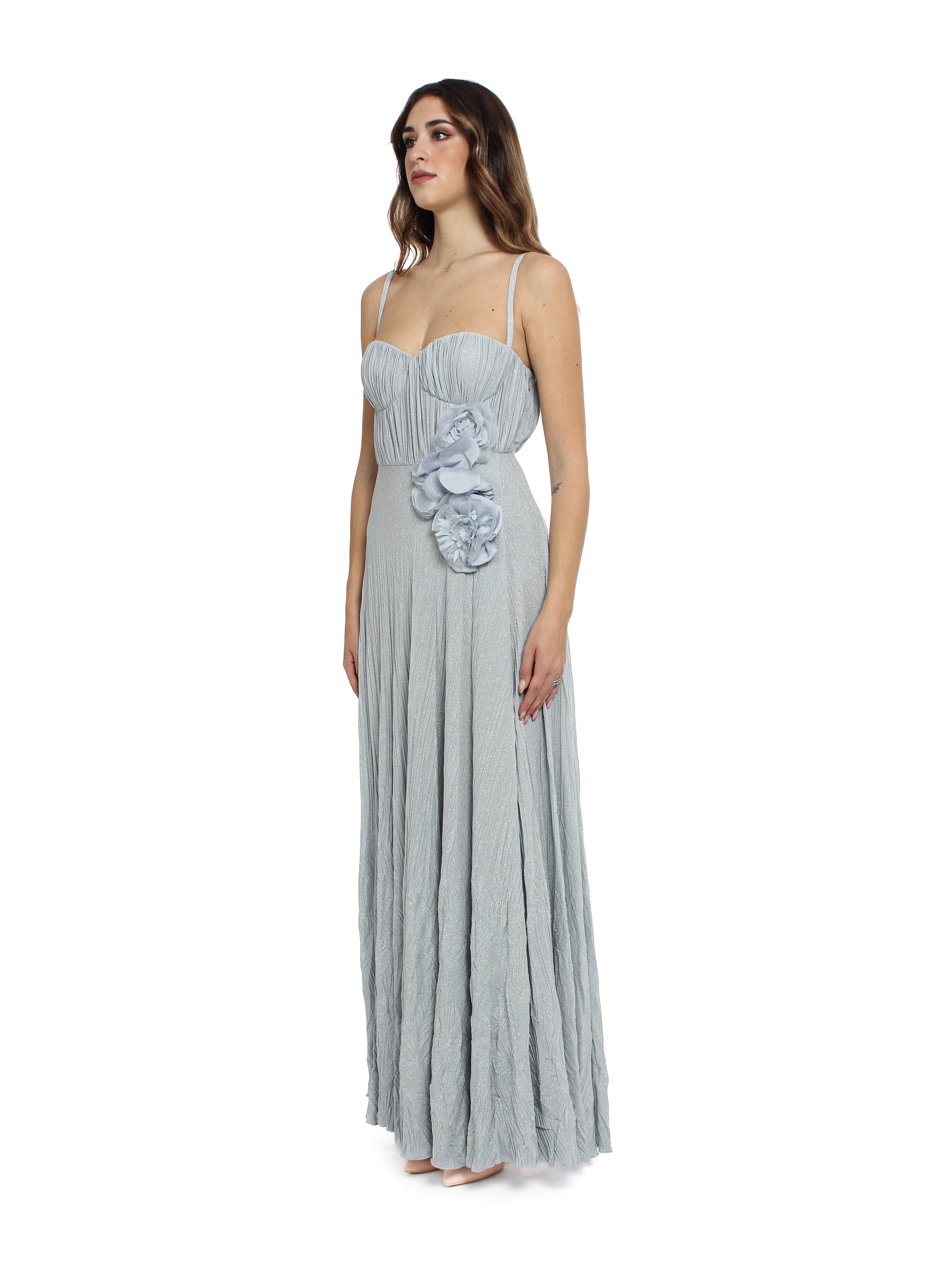 Abito Red Carpet in jersey lurex con fiore ricamato Elisabetta Franchi