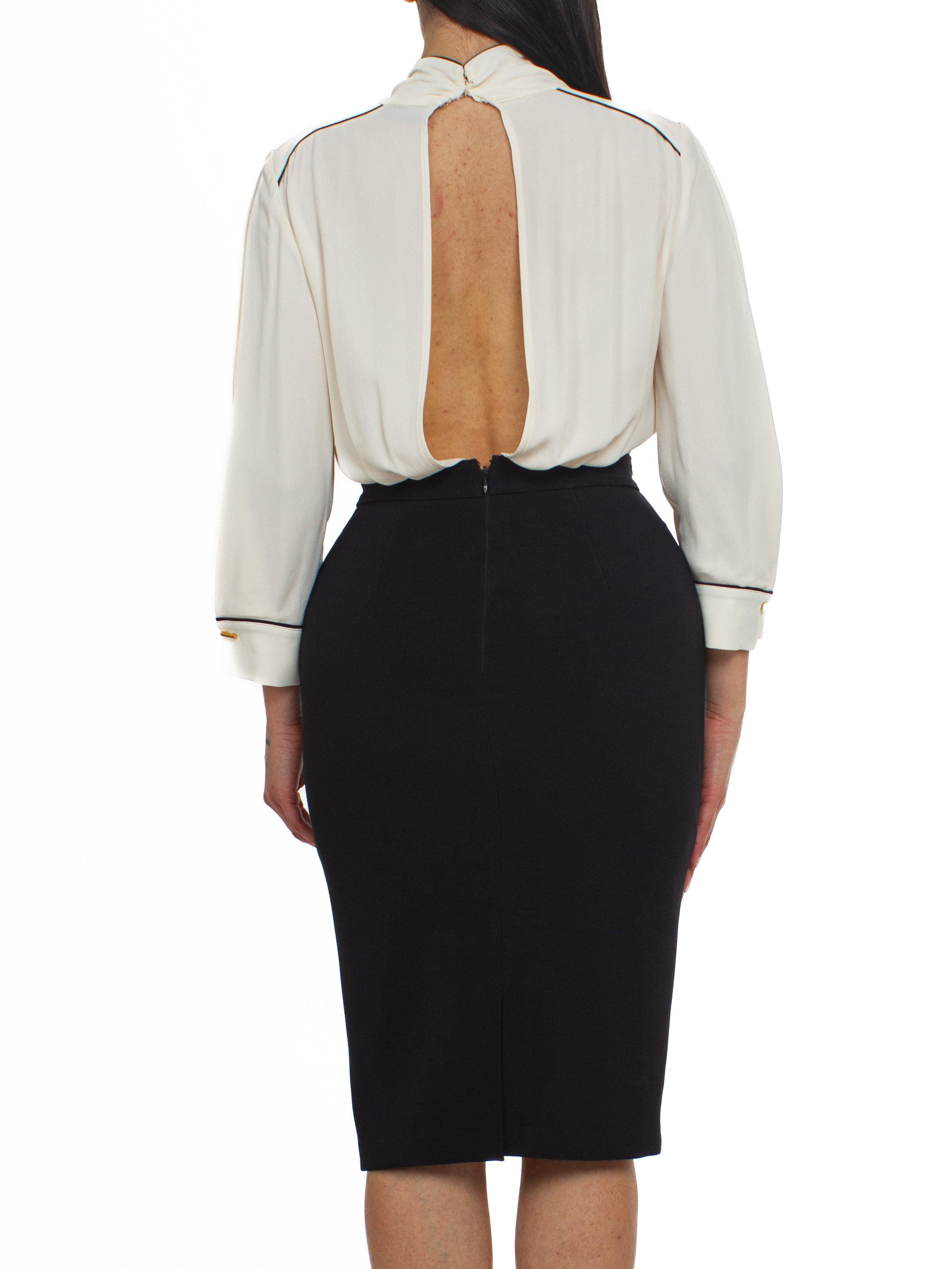Abito in georgette e crêpe con piping Elisabetta Franchi