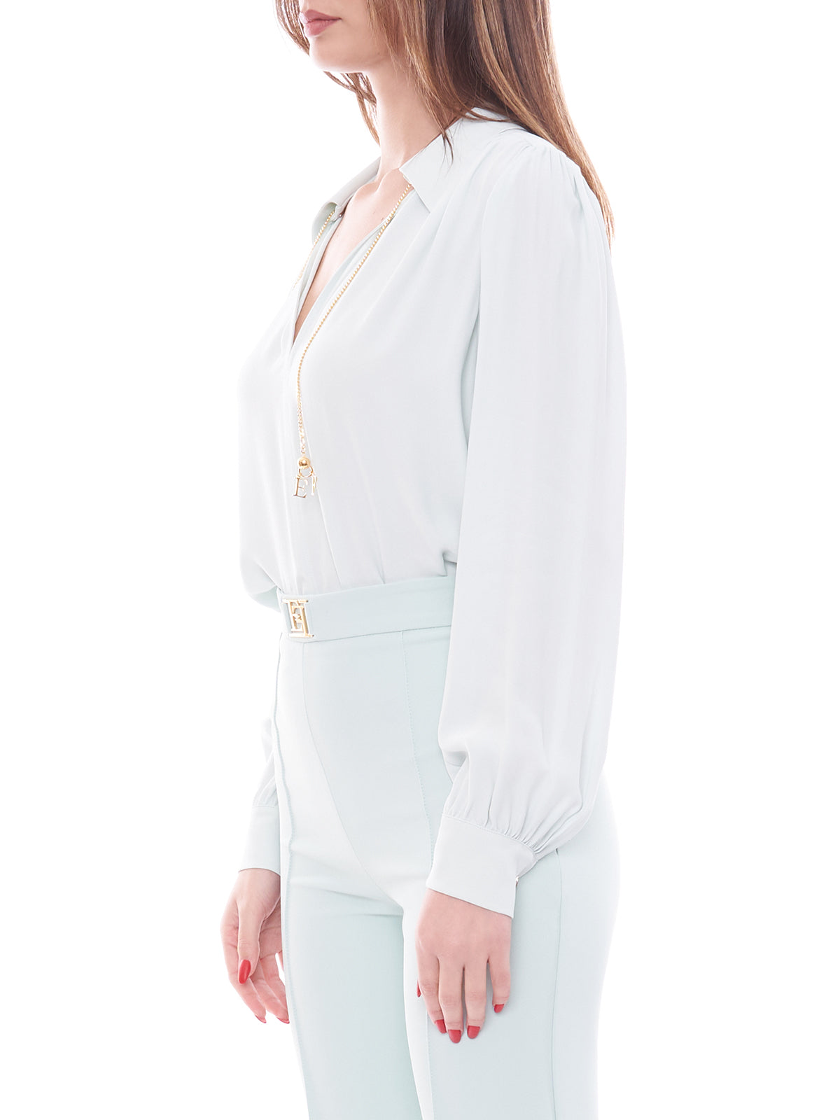 Camicia in georgette di viscosa con accessori pendenti sul collo Elisabetta Franchi
