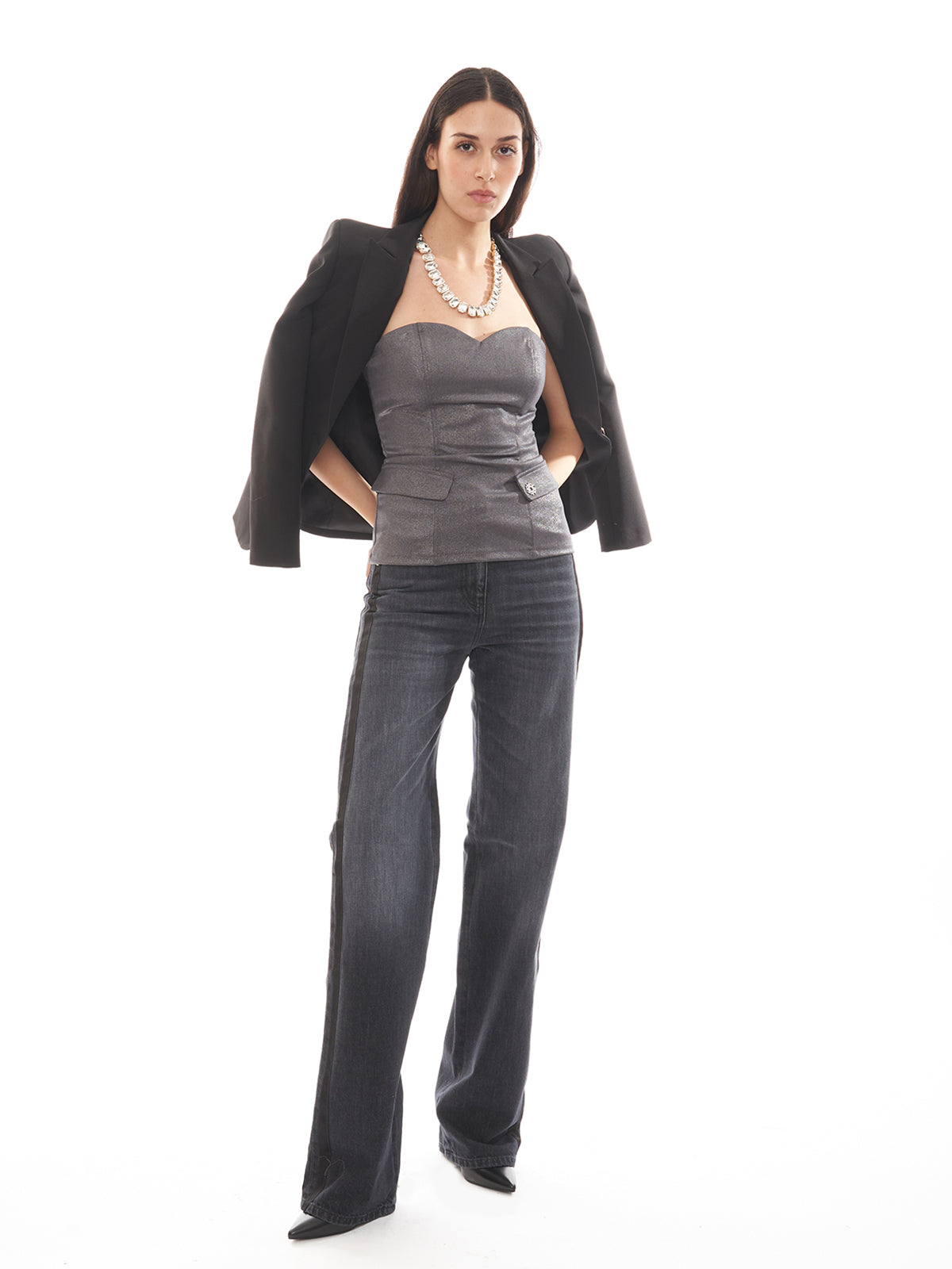 Bustino scollo cuore con zip Rinascimento
