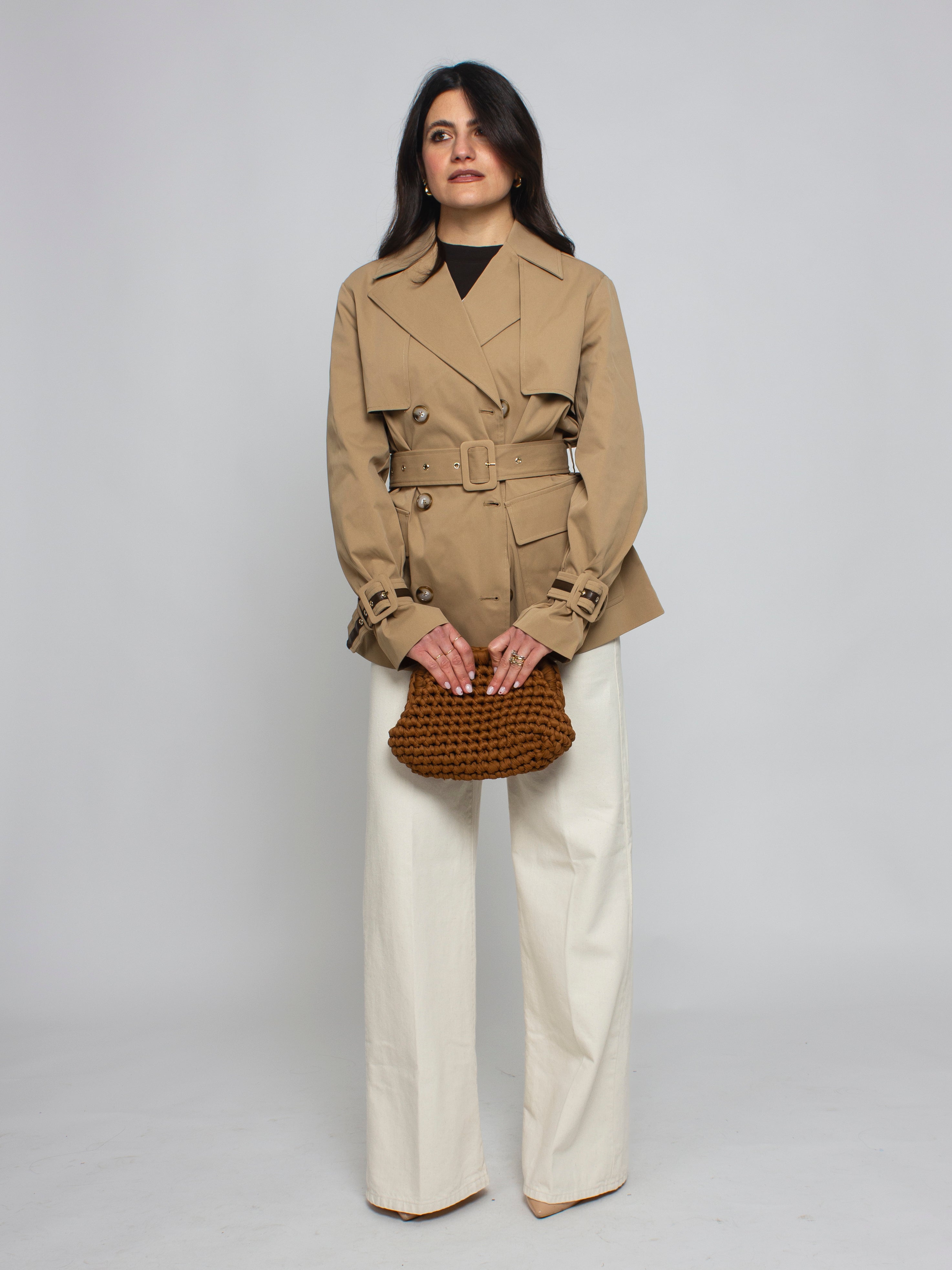 Trench corto con cintura Rinascimento