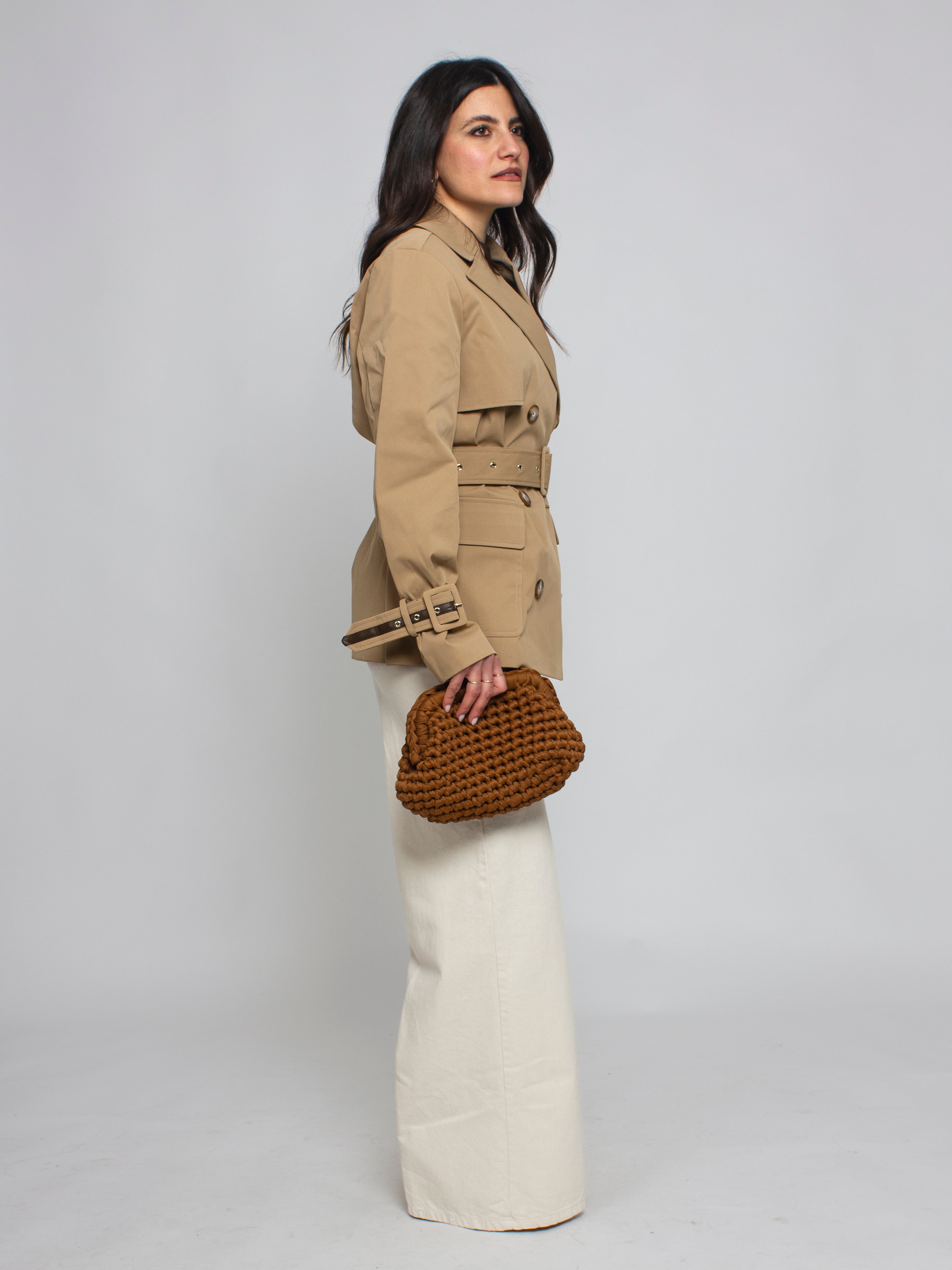 Trench corto con cintura Rinascimento