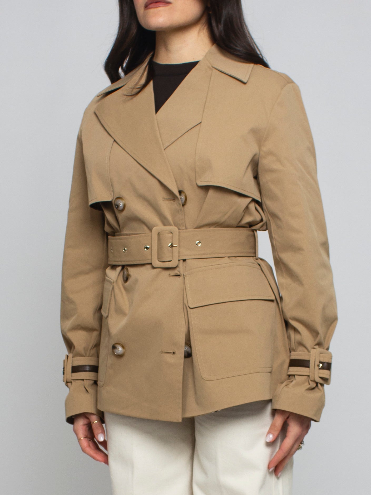 Trench corto con cintura Rinascimento