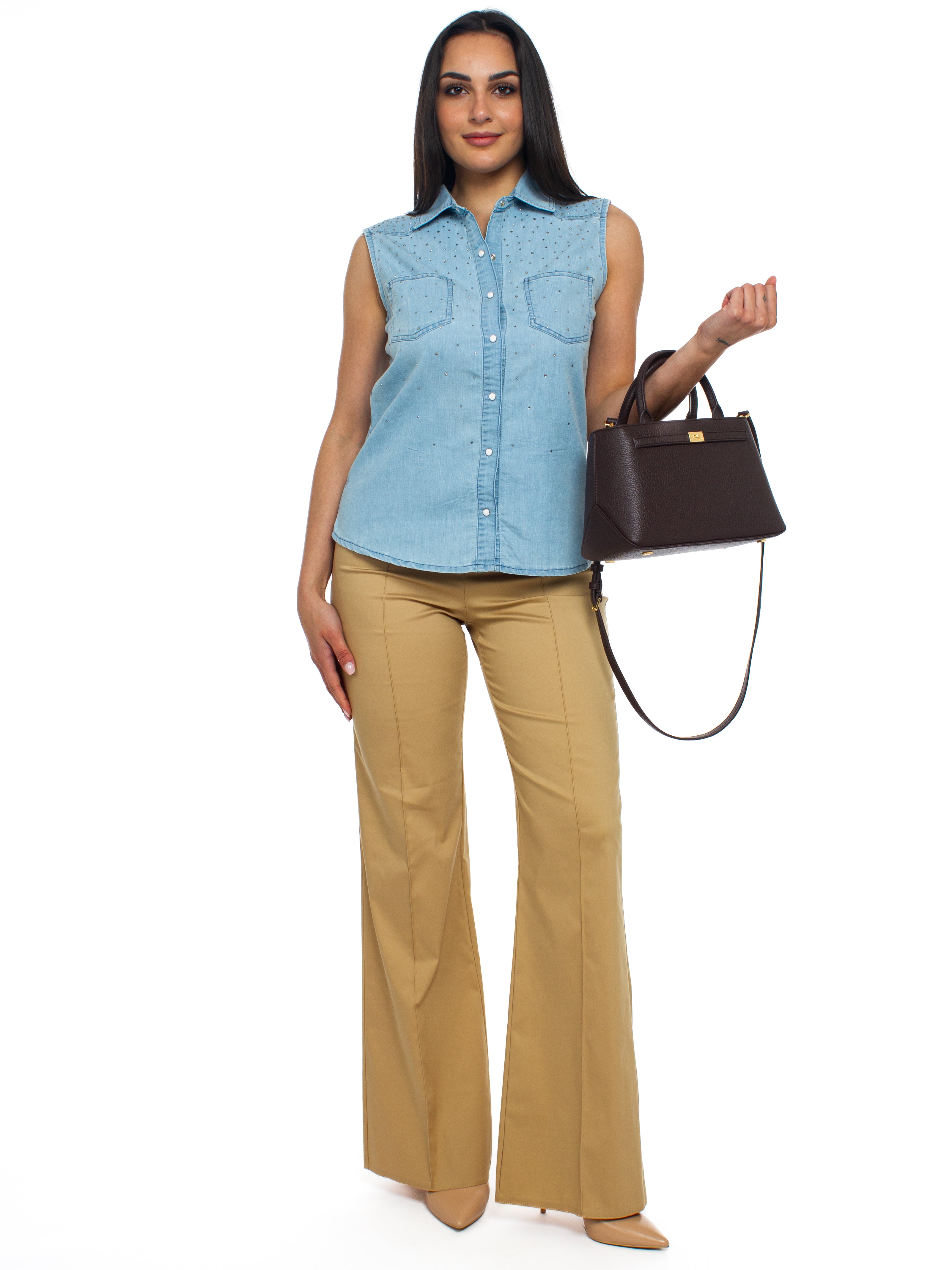 Camicia smanicata con strass Rinascimento