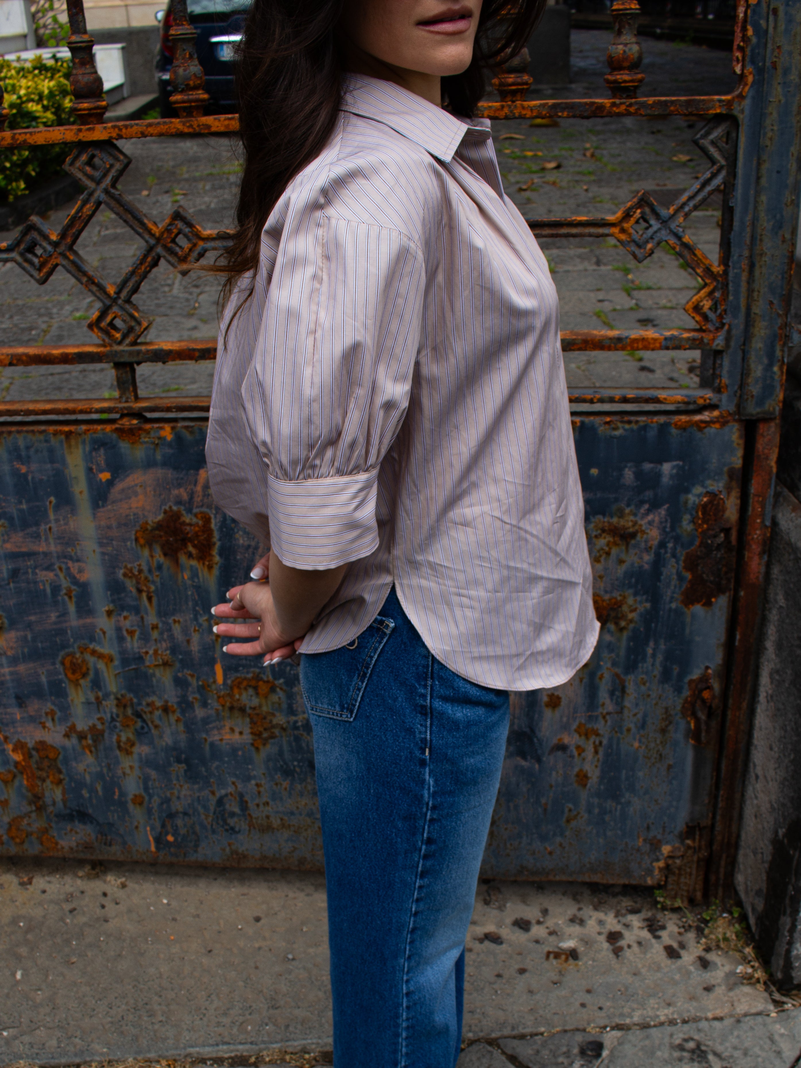 Camicia mezza manica a righe Vicolo