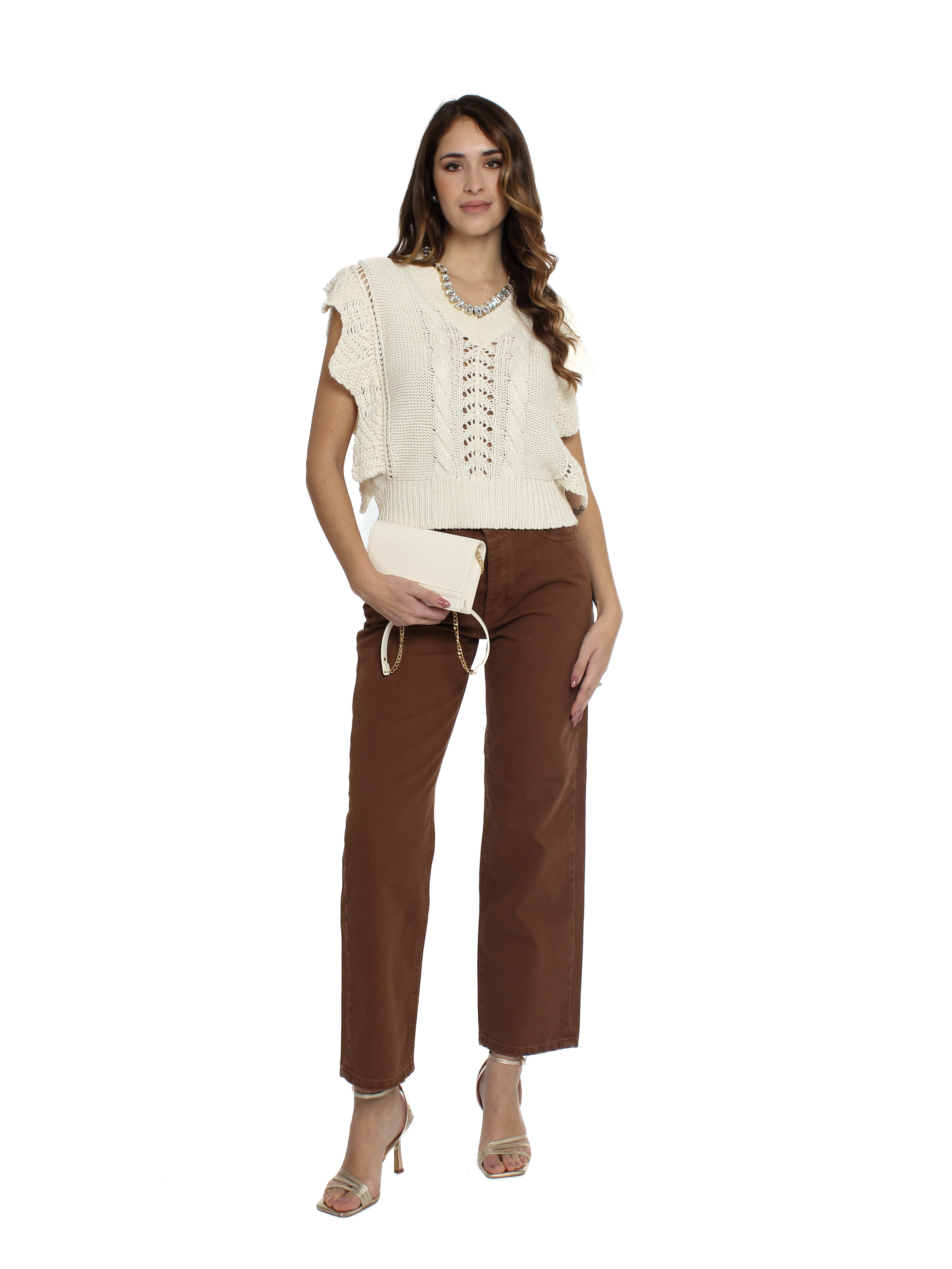 Maglia crochet scollo v Vicolo