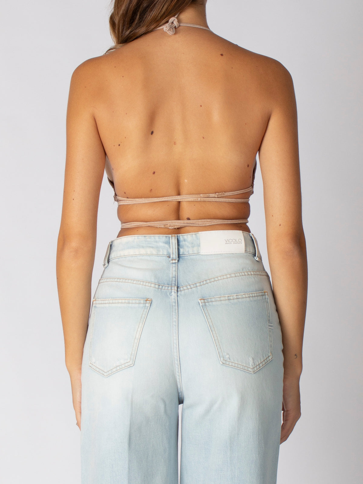 Top triangolo denim beige Vicolo