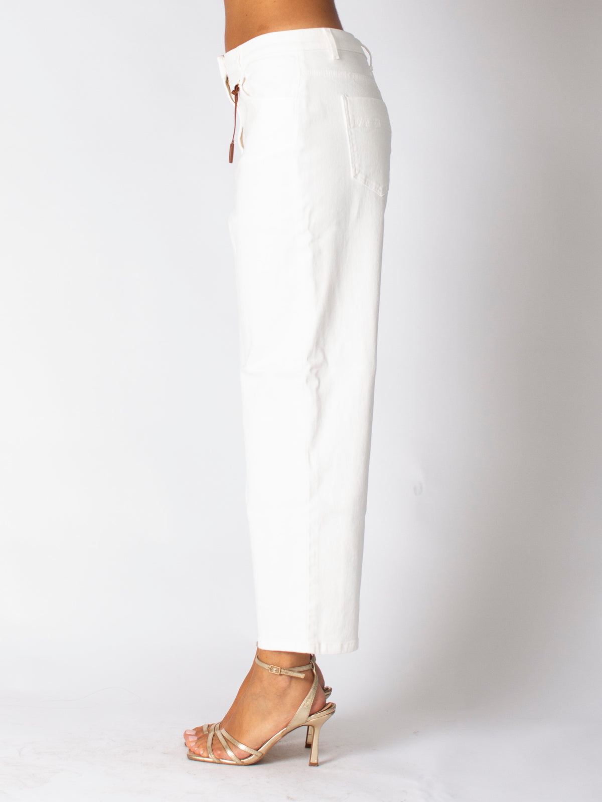 Jeans in cotone tinto con charm logato Elisabetta Franchi
