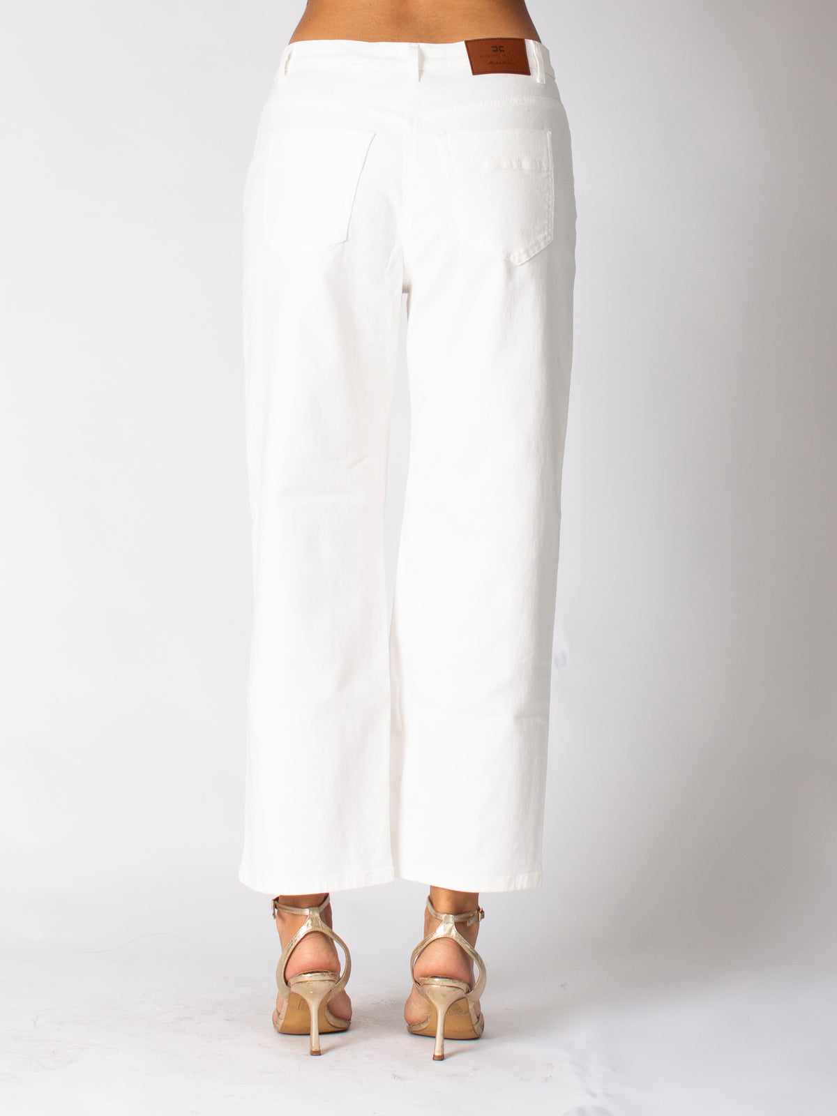 Jeans in cotone tinto con charm logato Elisabetta Franchi