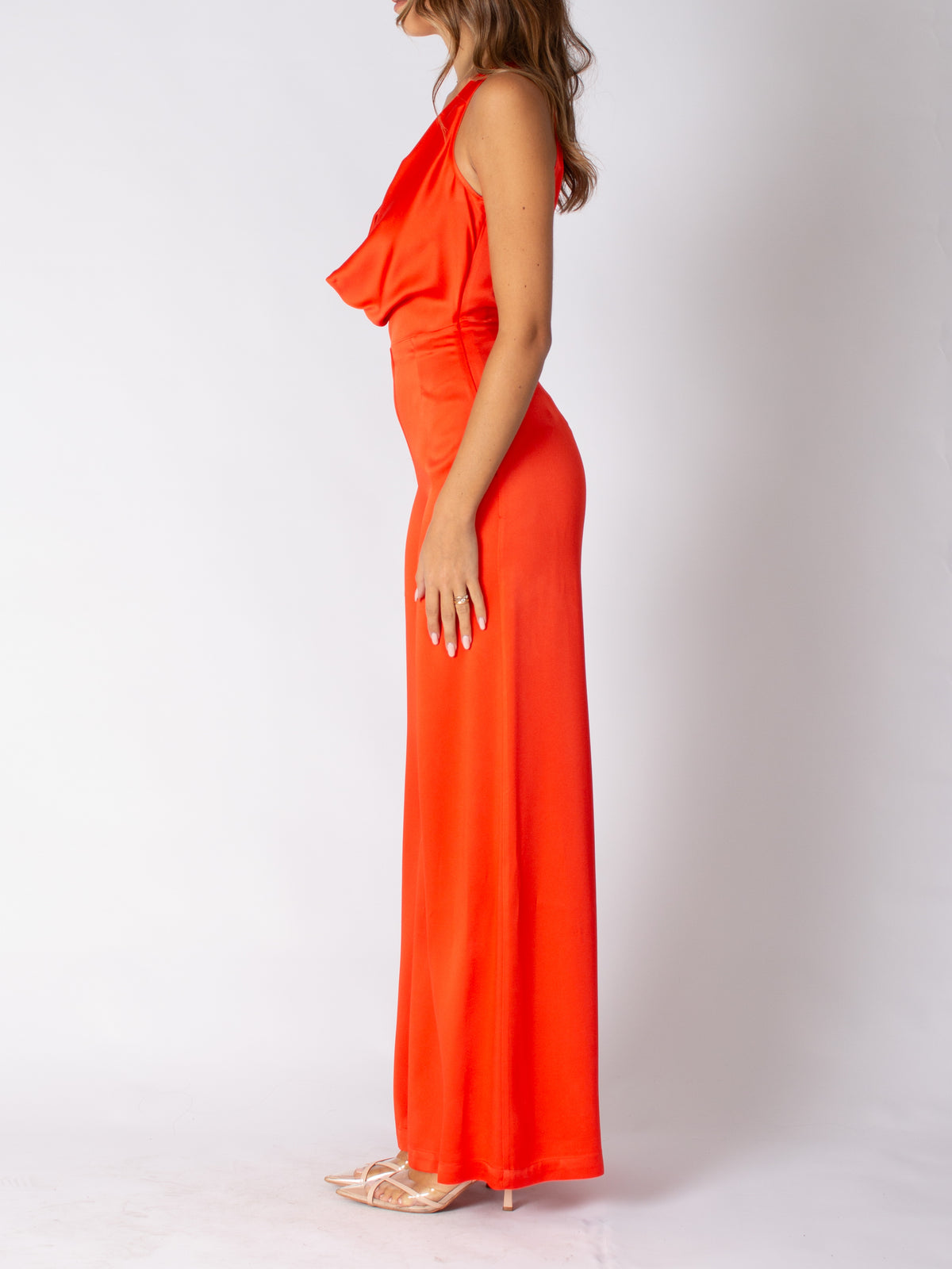 Fluid crêpe jumpsuit with bra accessory
