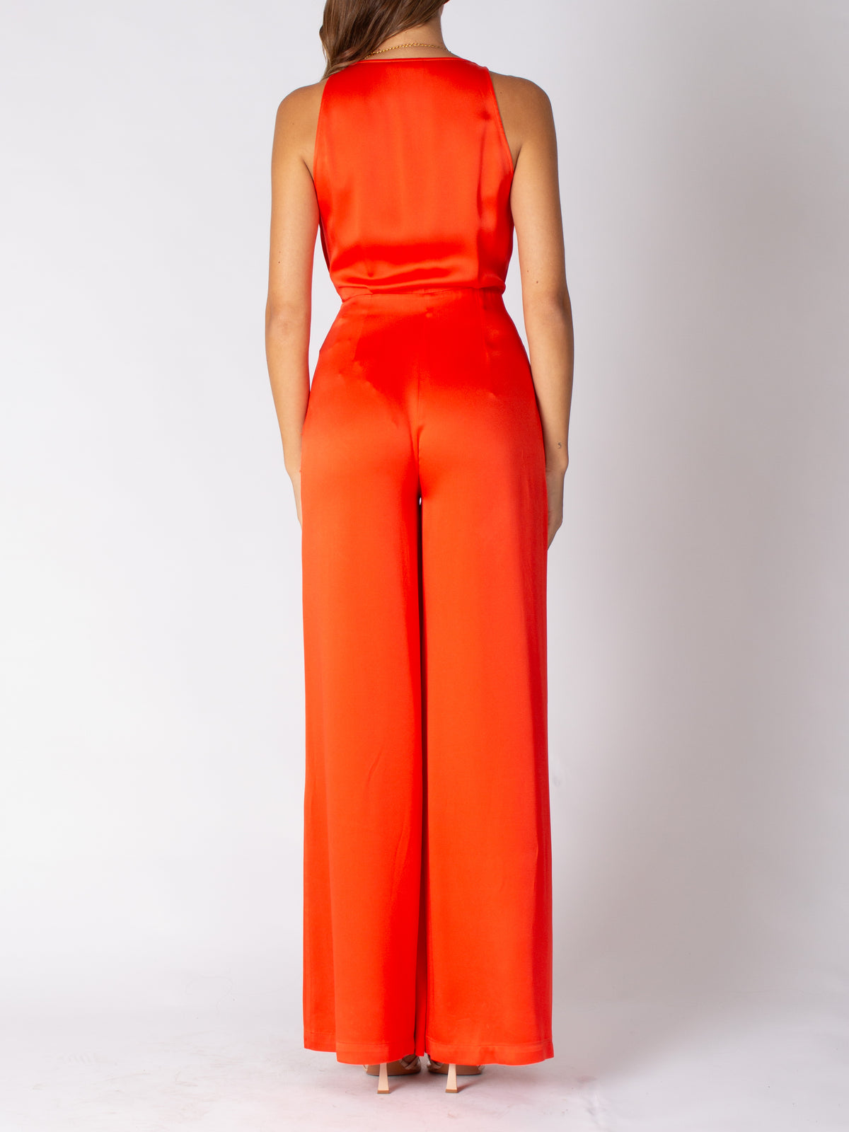 Fluid crêpe jumpsuit with bra accessory