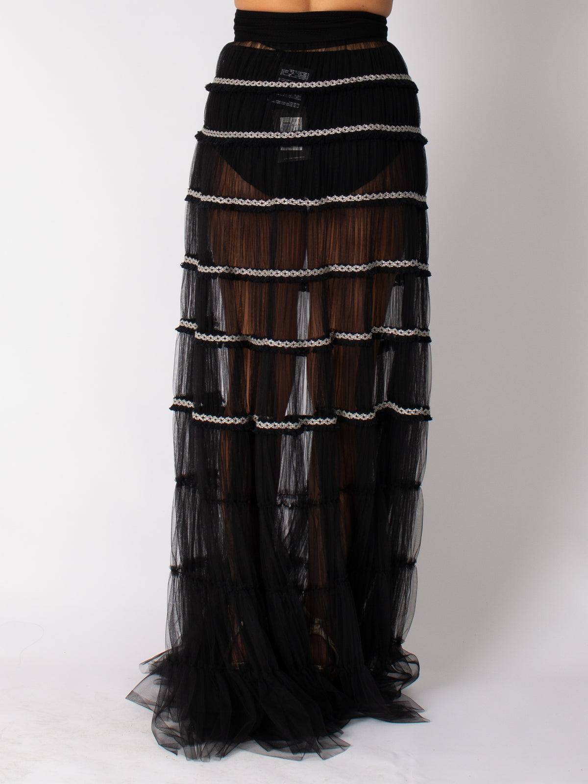 Elisabetta Franchi flounced long skirt