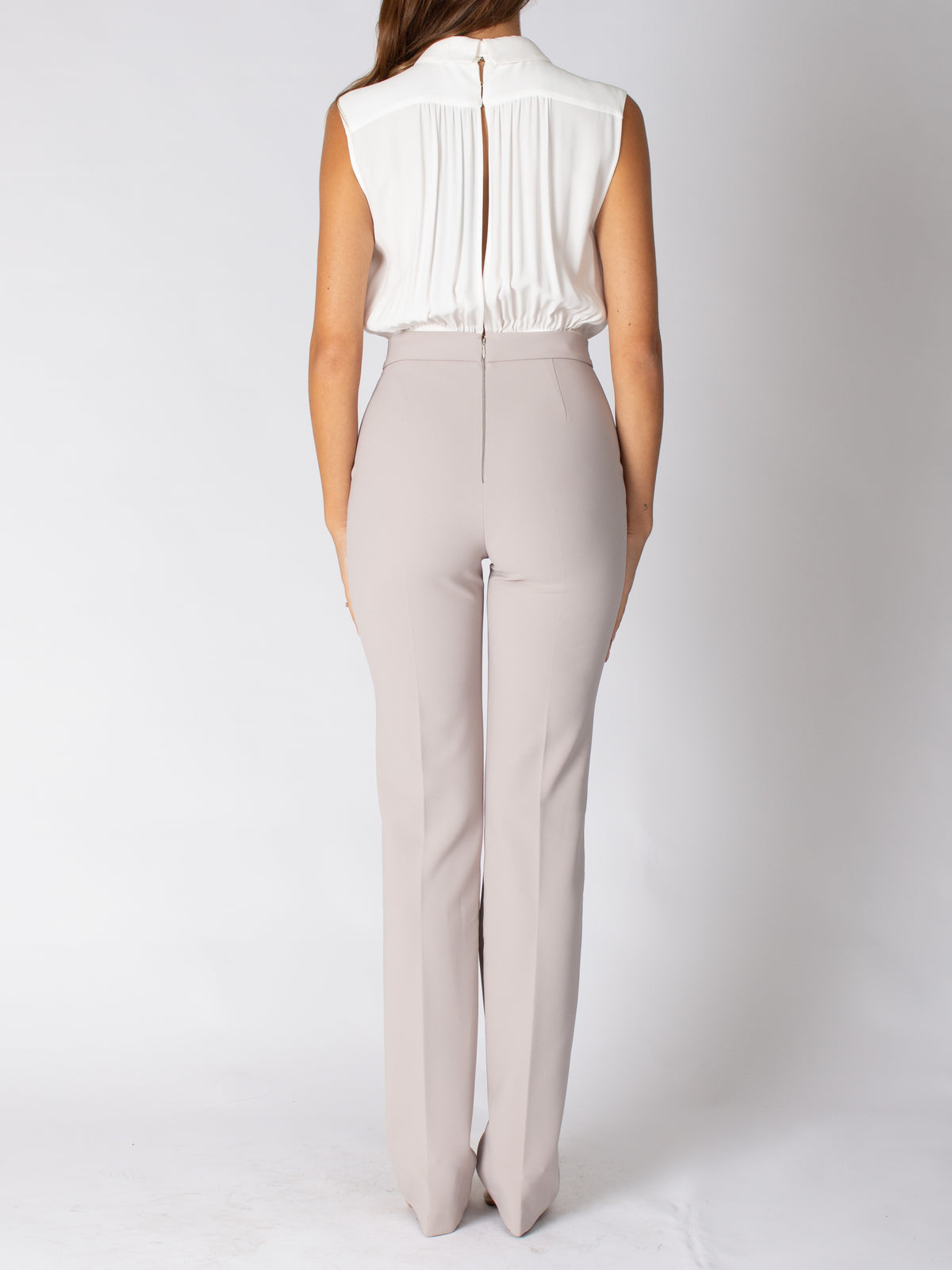 Combined crepe and viscose jumpsuit with Elisabetta Franchi tie