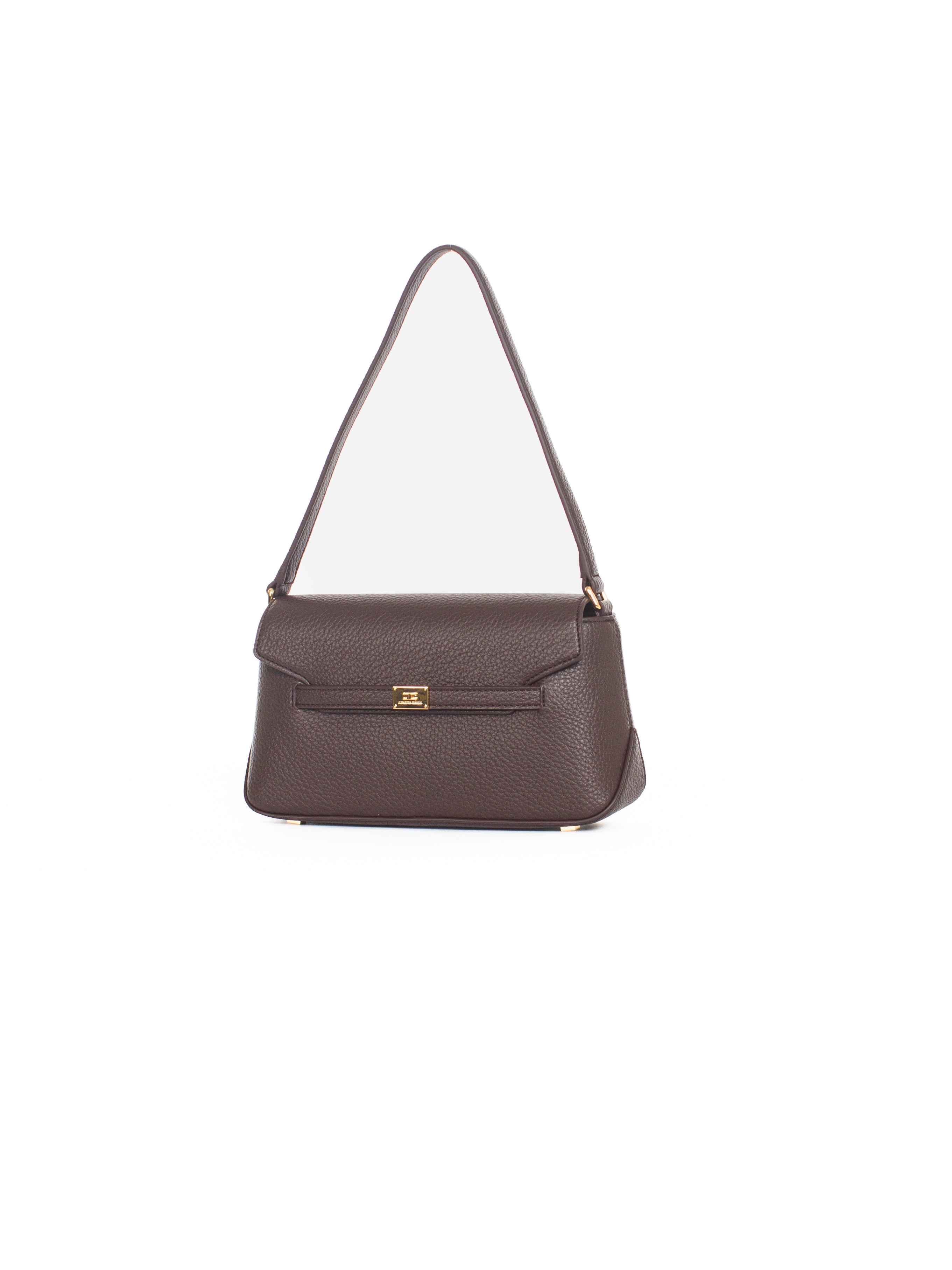 Borsa a spalla con placca logo Elisabetta Franchi