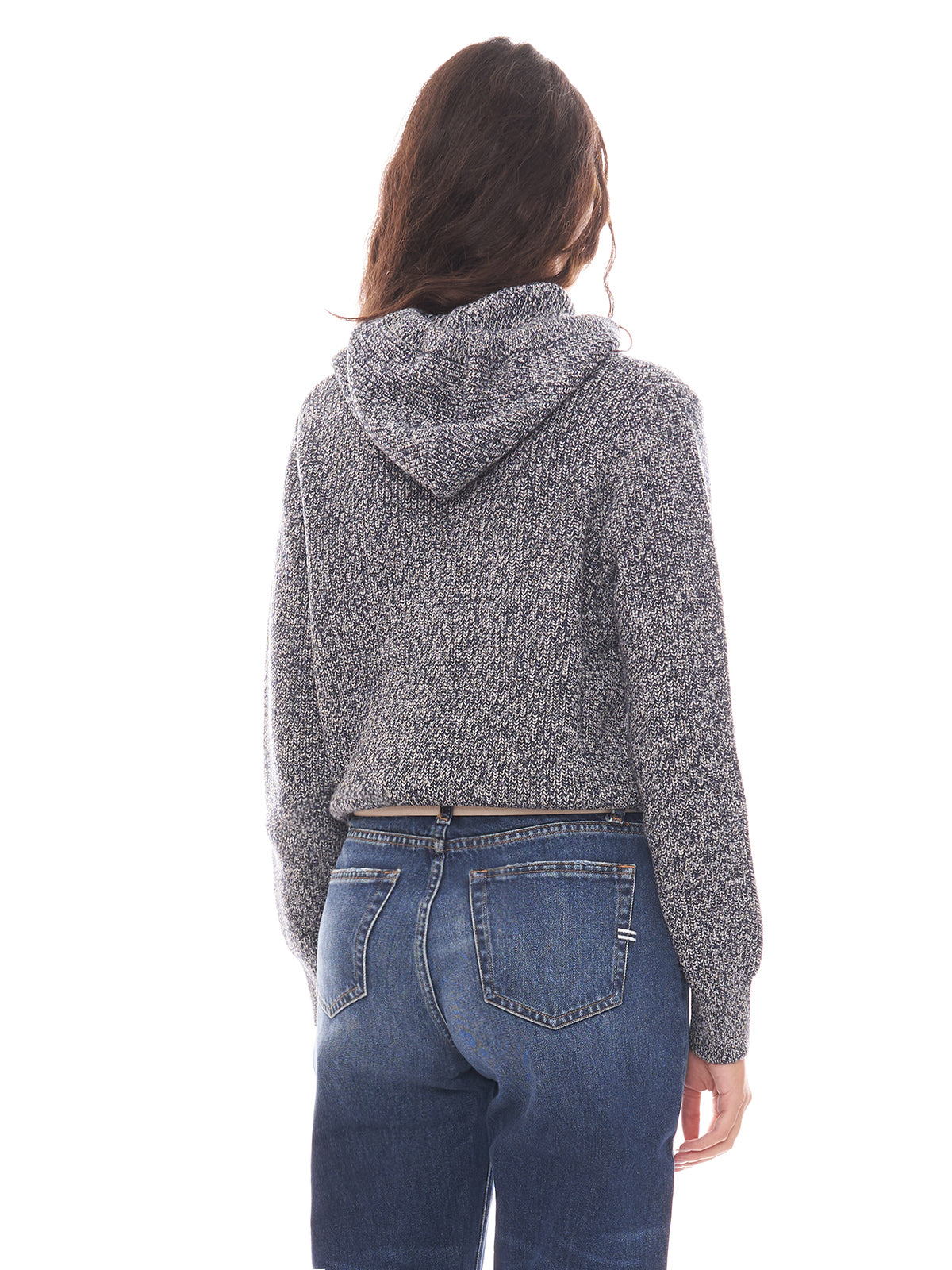 Pullover in viscosa mouliné con cappuccio e patch logo Elisabetta Franchi