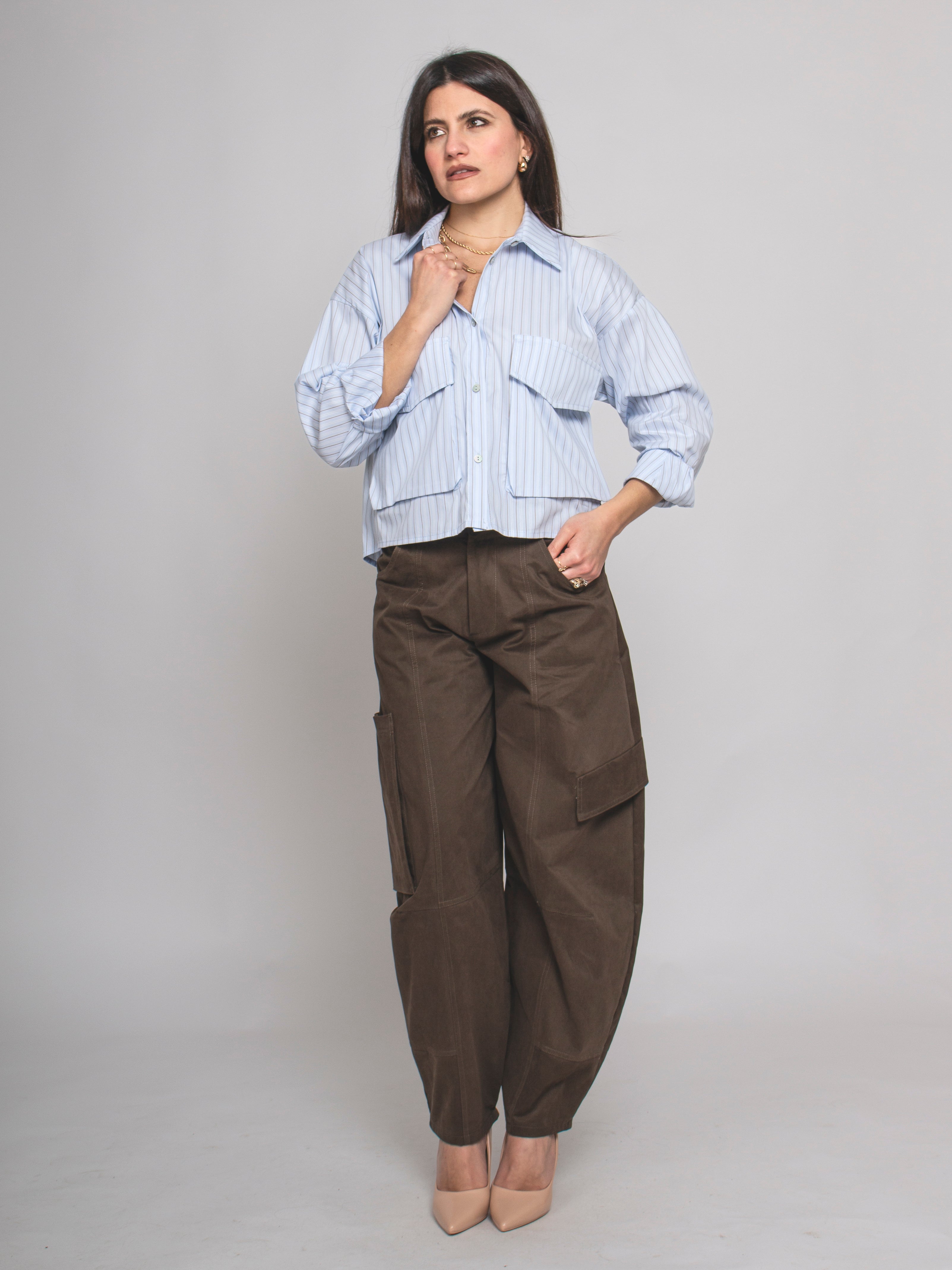 Camicia crop con tasconi Le Streghe