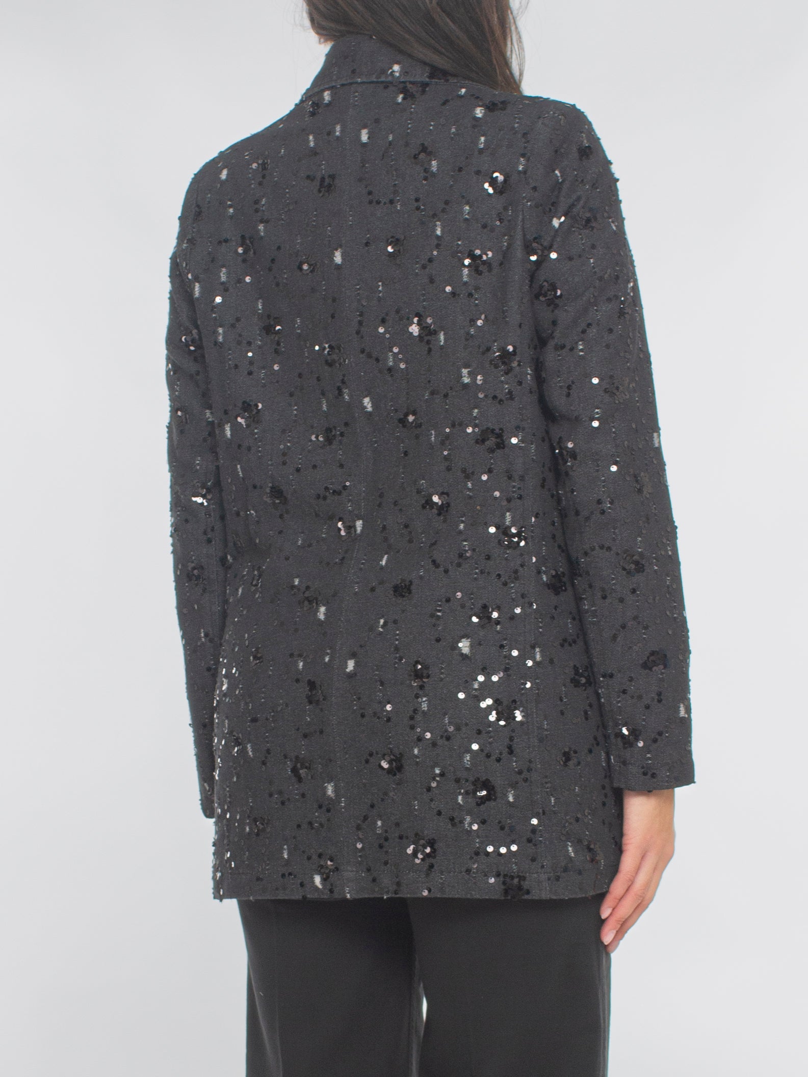 Giacca in Denim con Decoro Paillettes Rinascimento