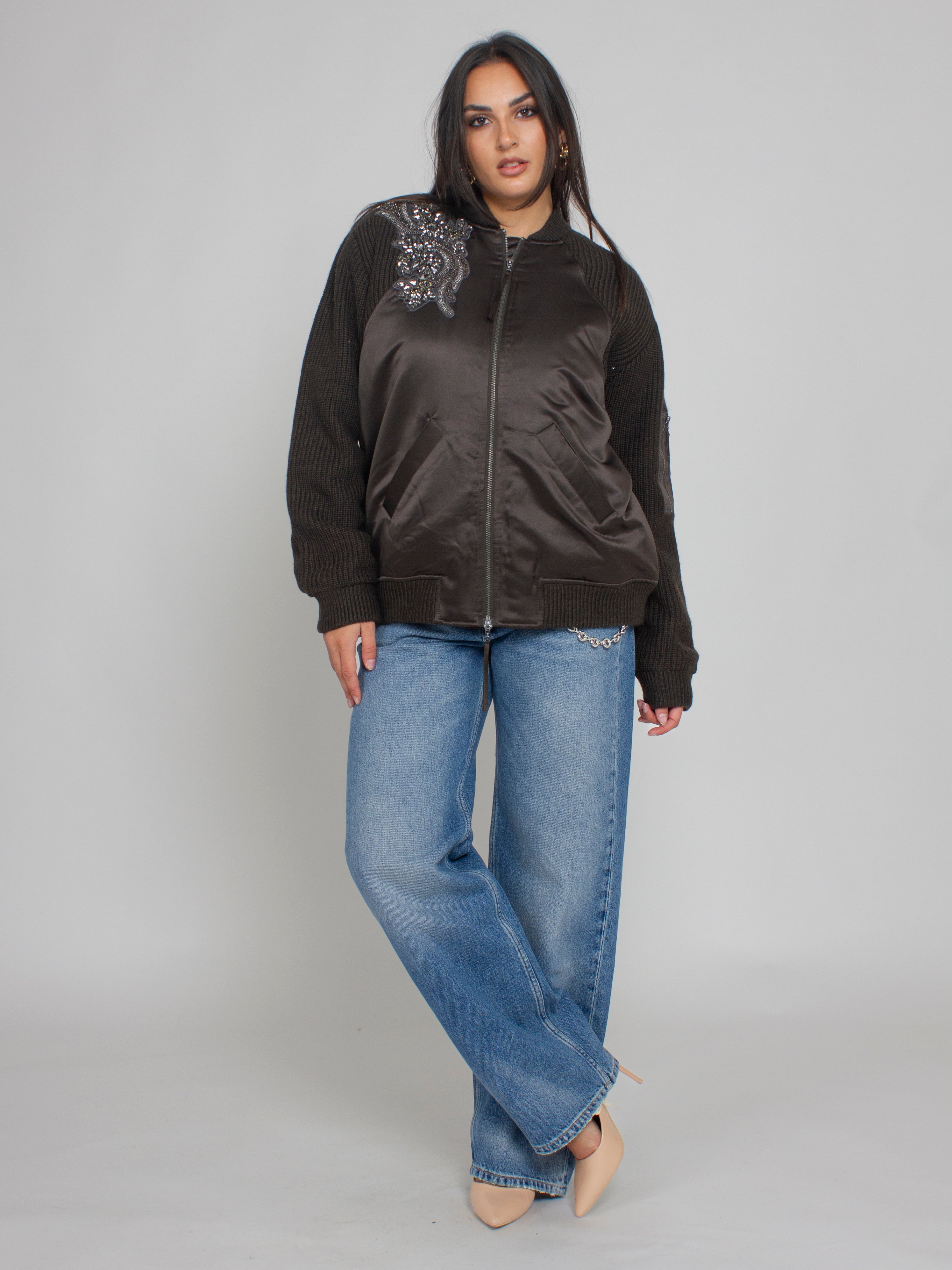 Bomber in maglia e duchesse Blugirl