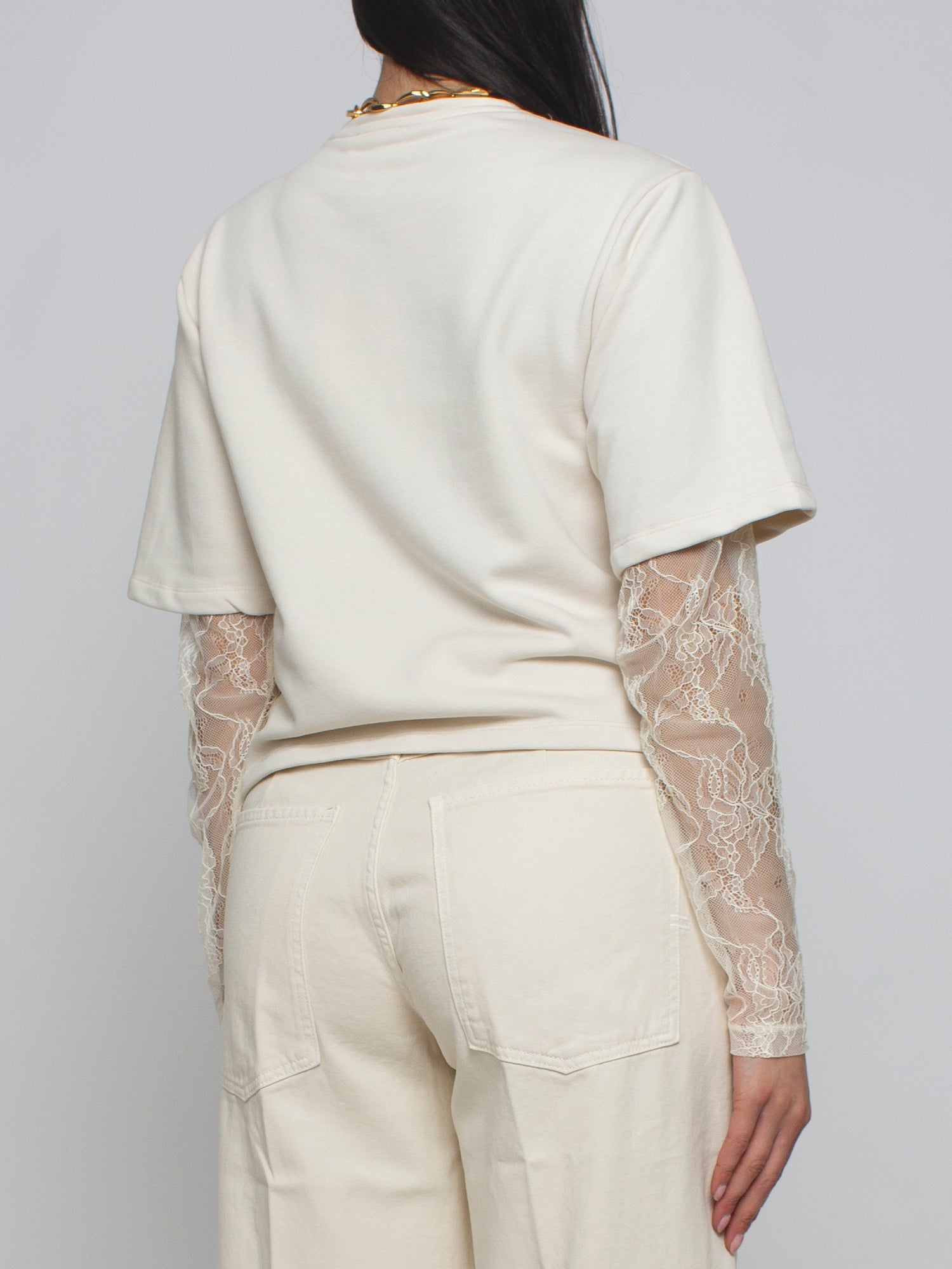 Felpa con maniche in merletto Vicolo