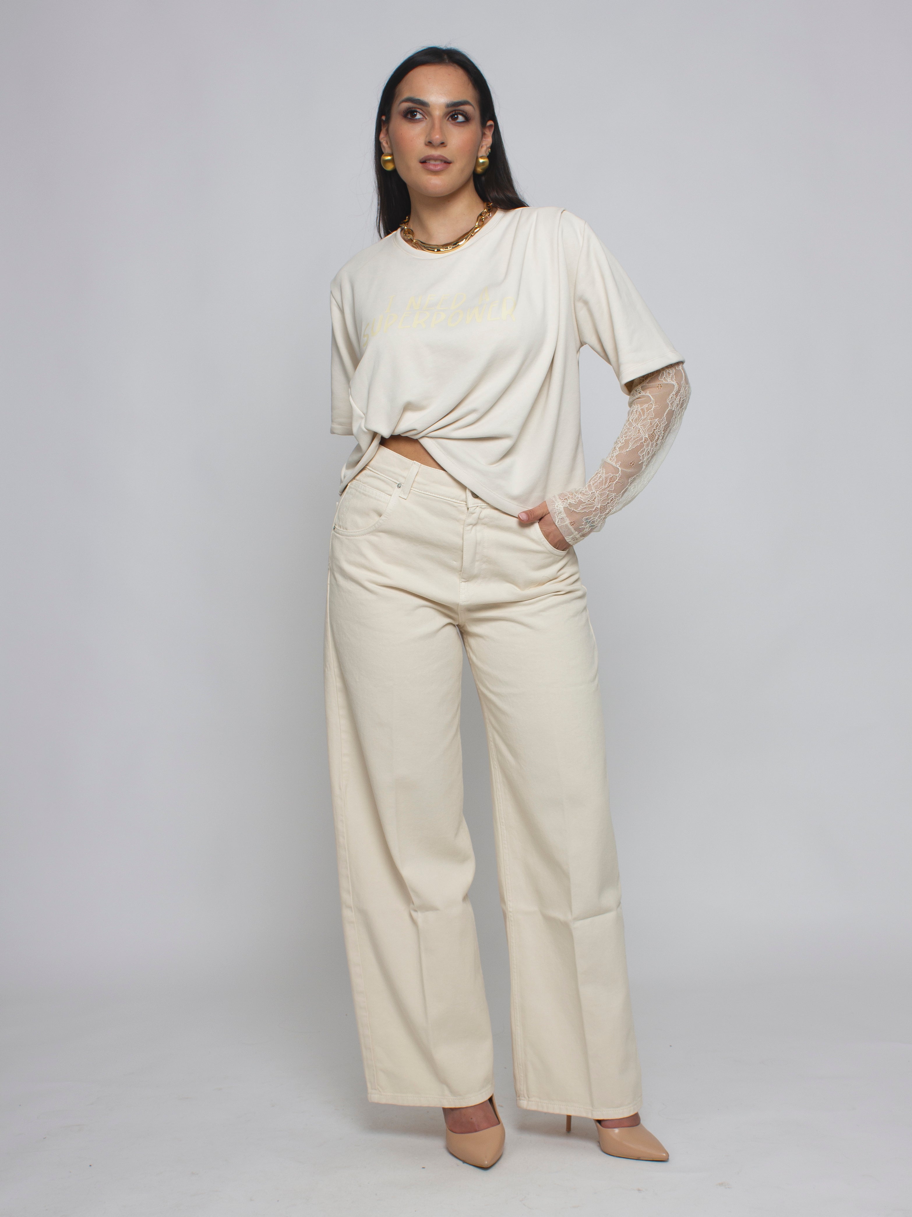 Felpa con maniche in merletto Vicolo