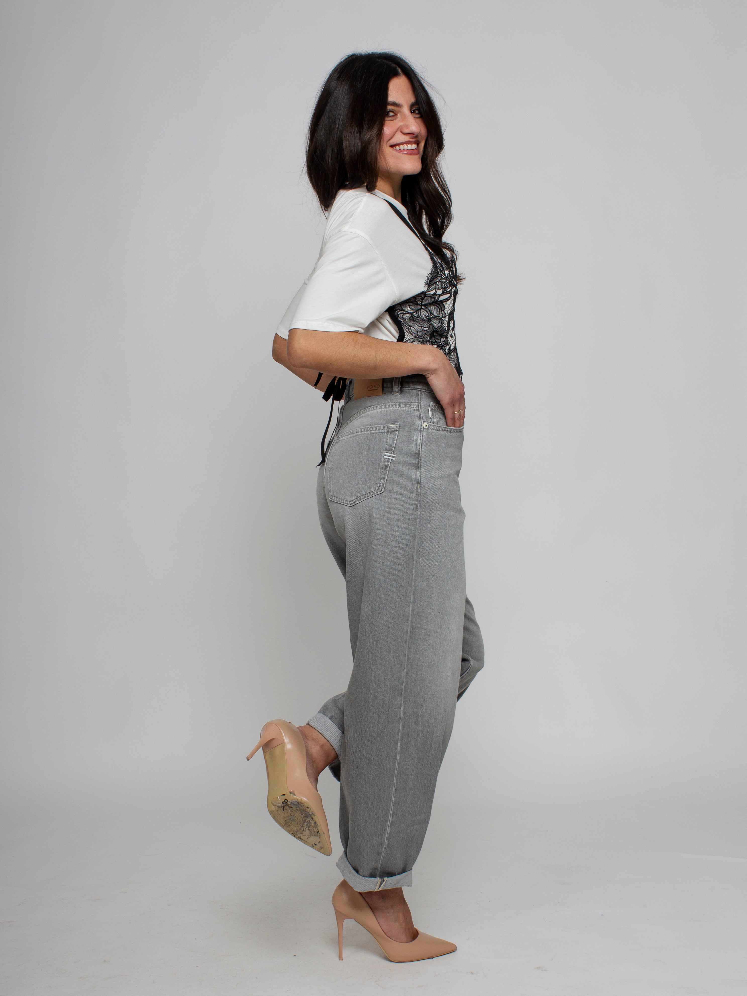 Tshirt con corsetto in pizzo Vicolo