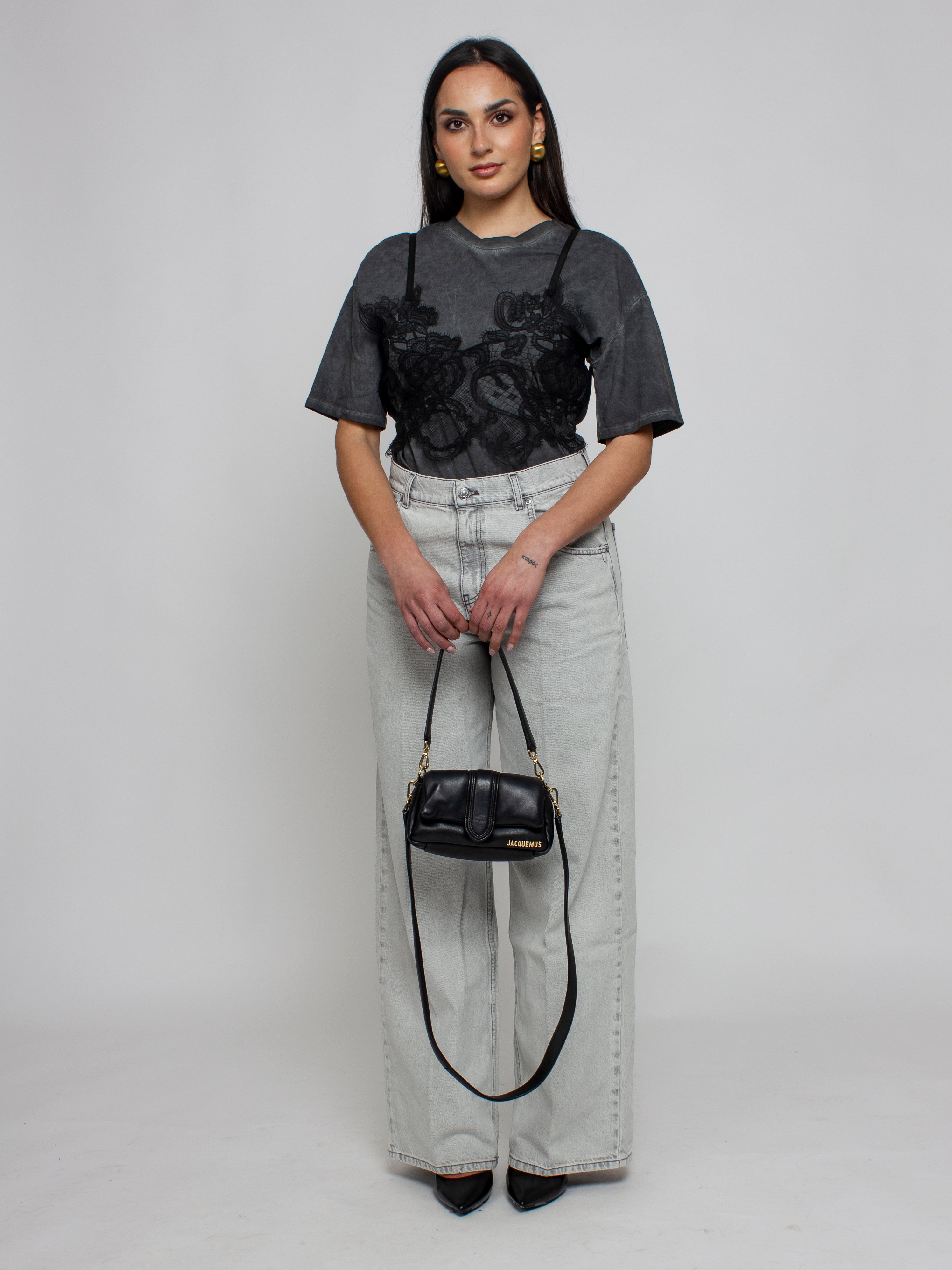 Tshirt con corsetto in pizzo Vicolo