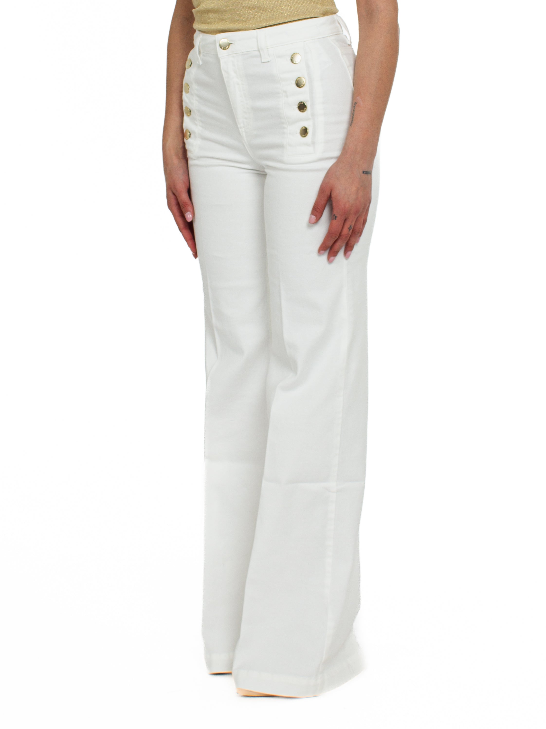 Jeans palazzo con bottoni oro Vicolo