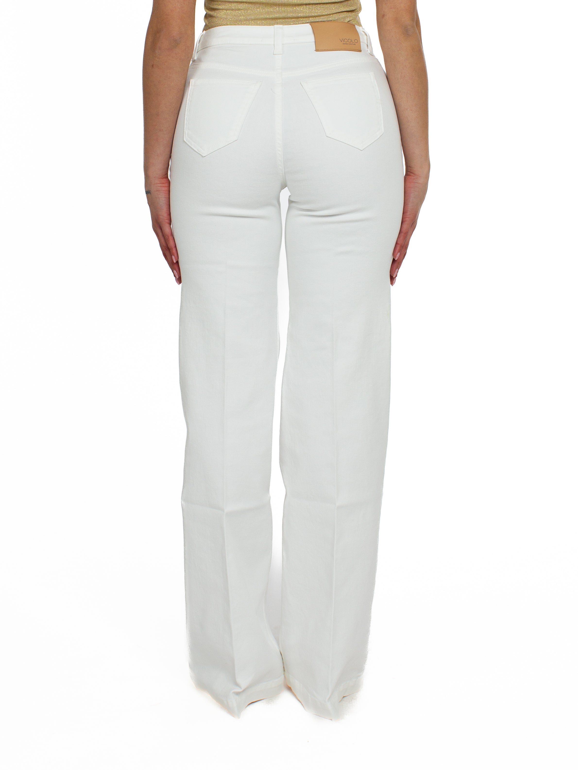 Jeans palazzo con bottoni oro Vicolo