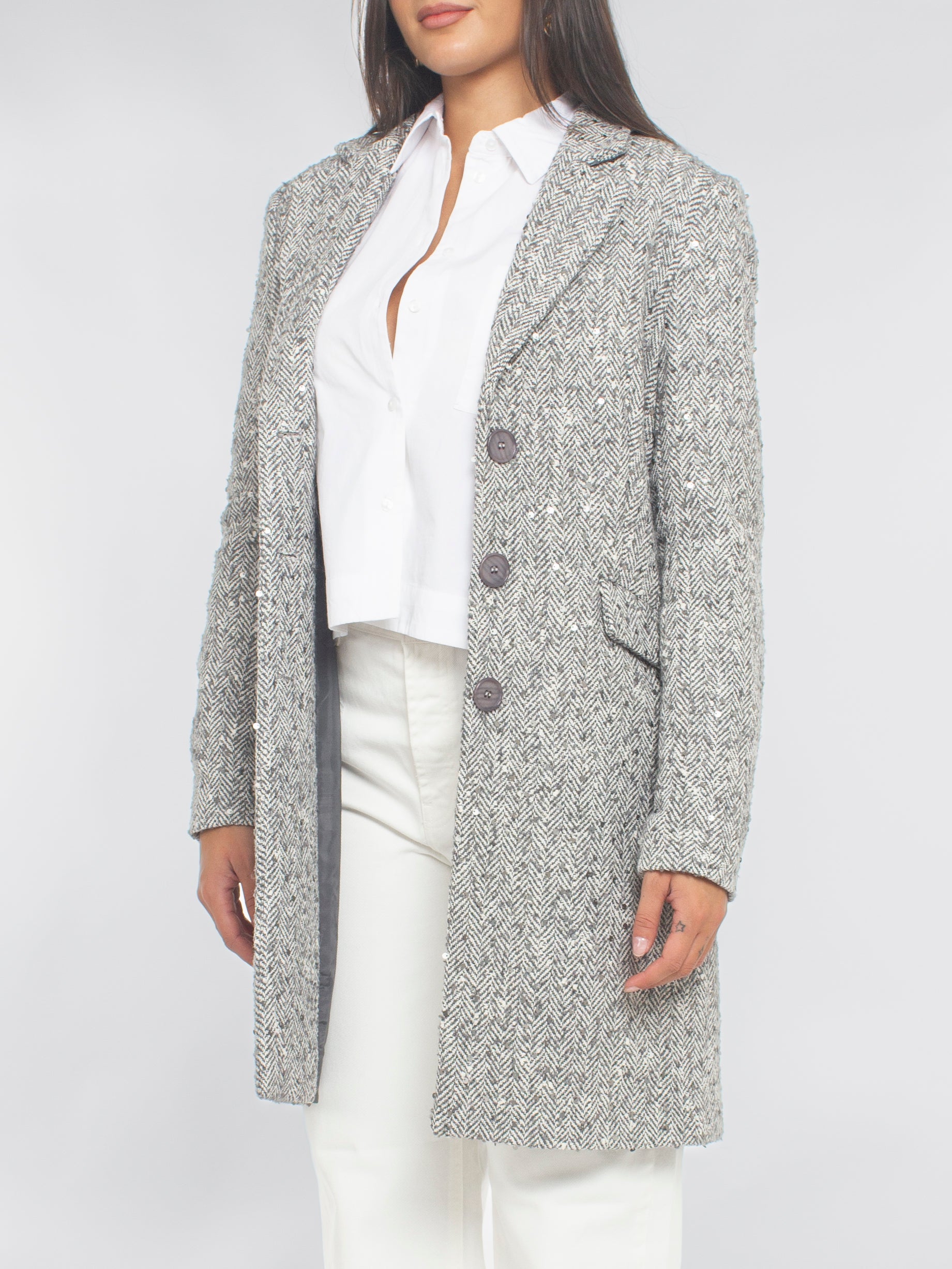 Cappotto Midi Con Paillettes Rinascimento
