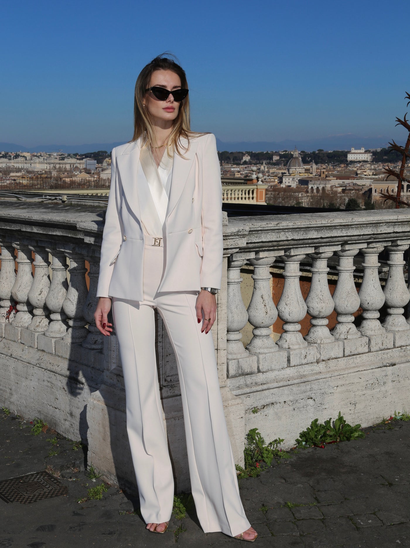Elisabetta Franchi stretch crepe palazzo trousers