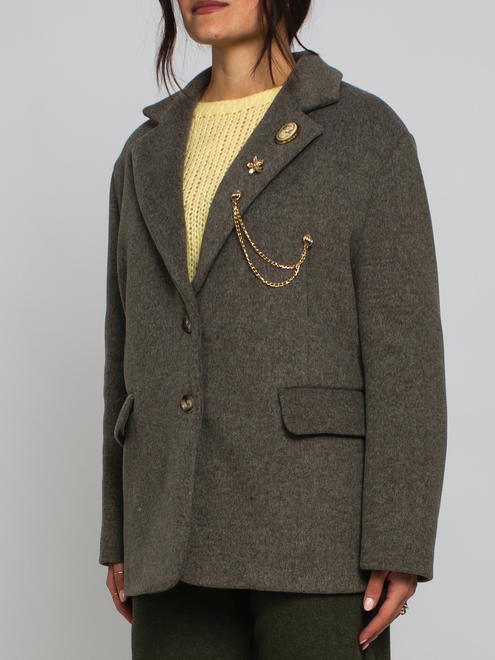 Giacca cappotto over con spille Vicolo