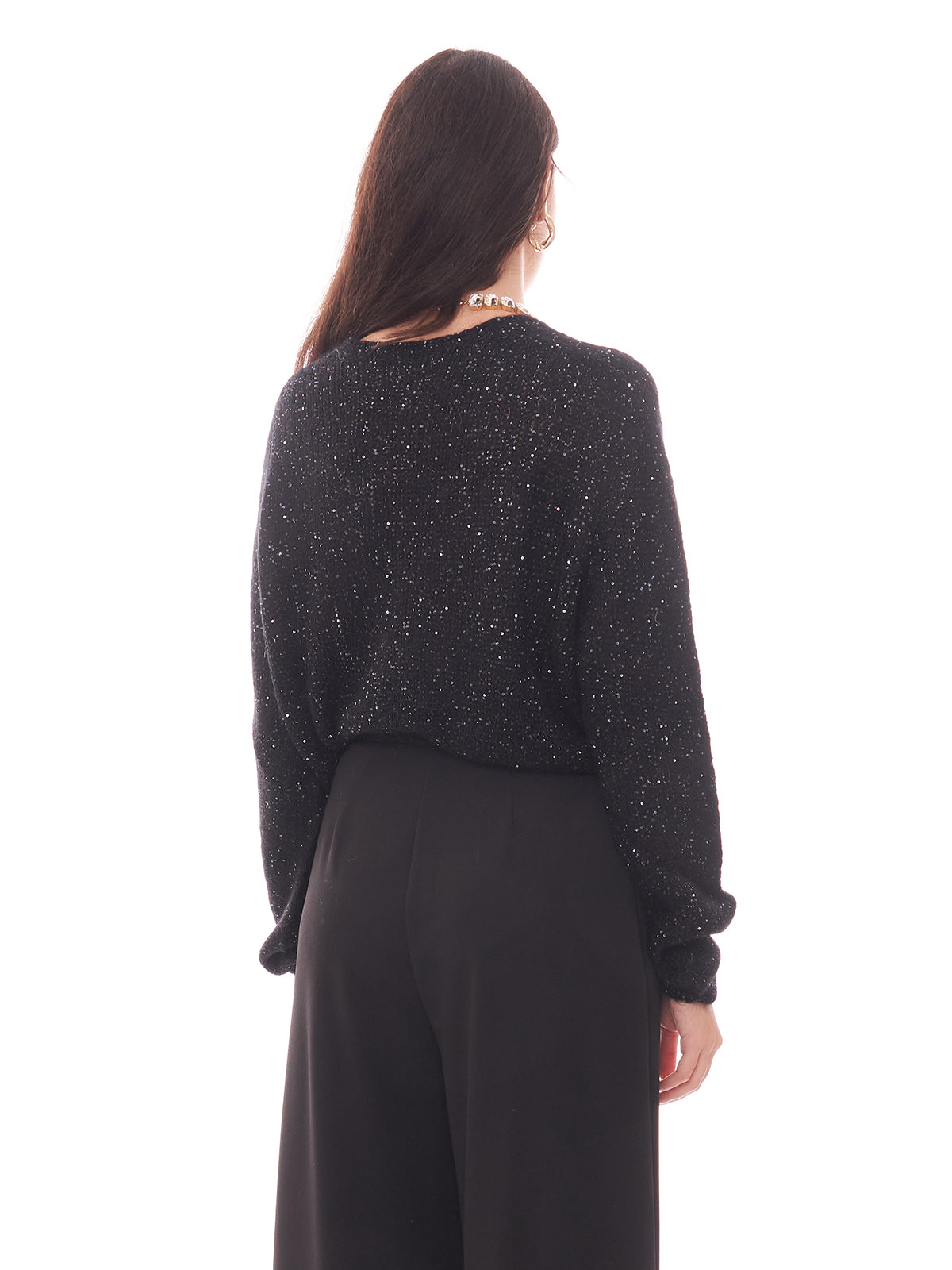 Cardigan con micropaillettes e bottoni gioiello Vicolo