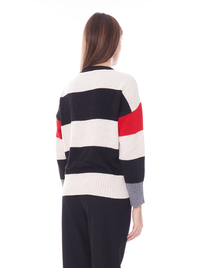 Maglione a righe con rosa Vicolo