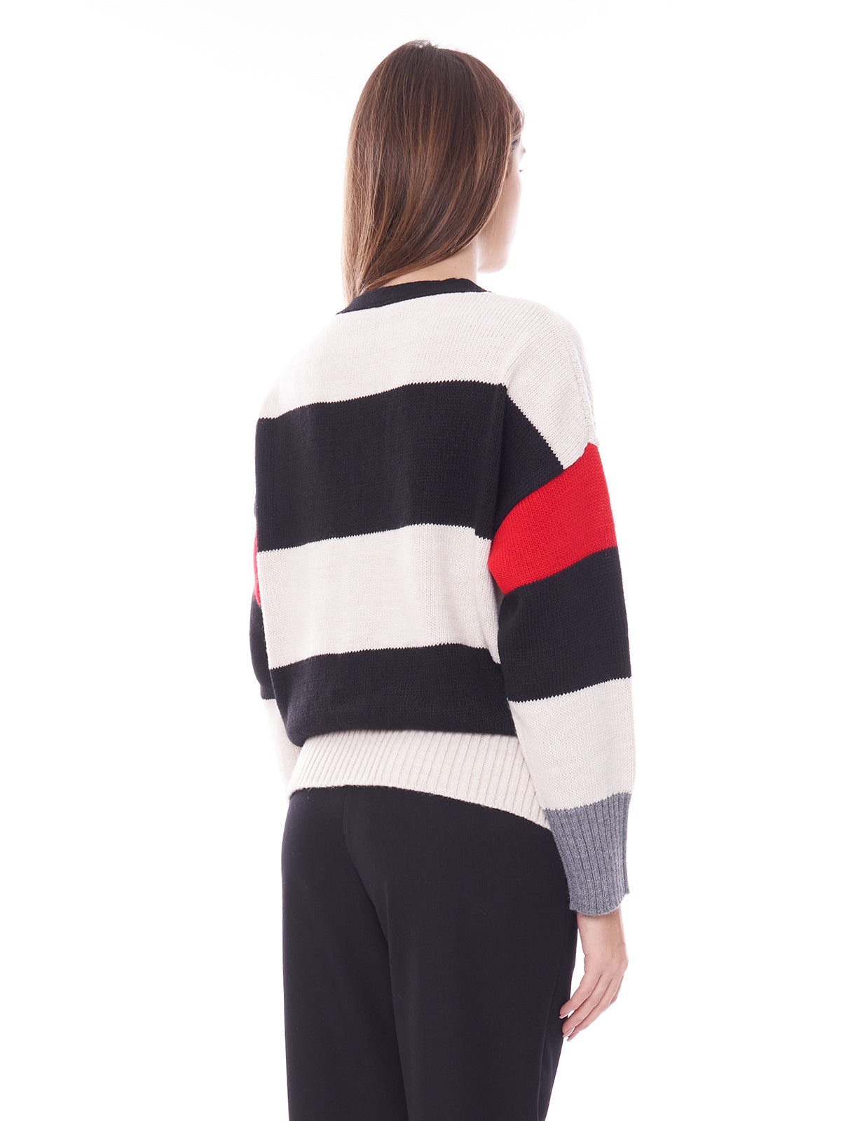 Cardigan a righe con rosa Vicolo