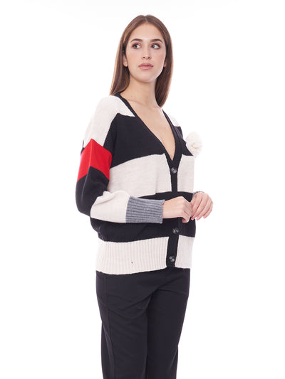 Cardigan a righe con rosa Vicolo