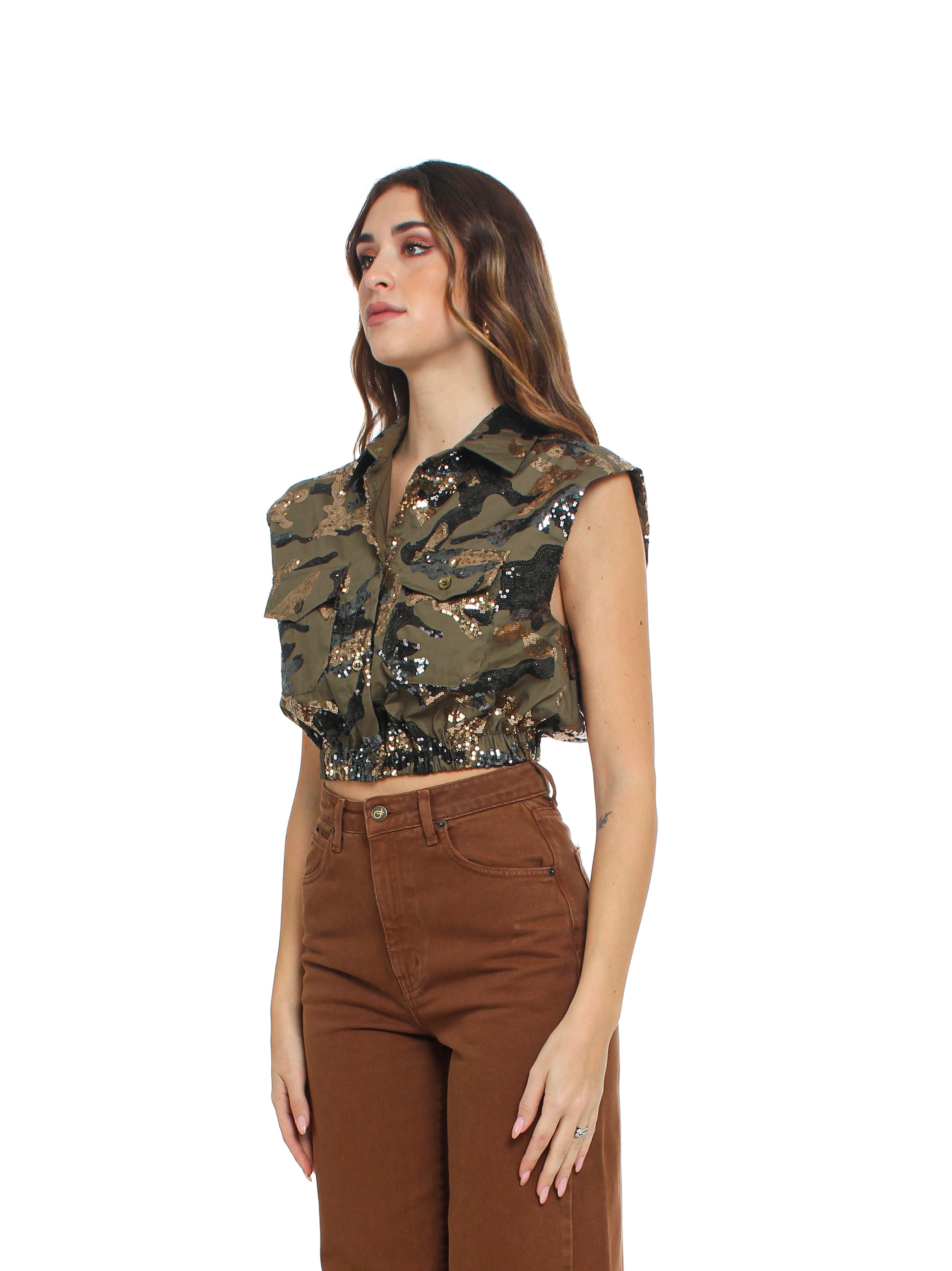 Gilet Camouflage con Paillettes Vicolo