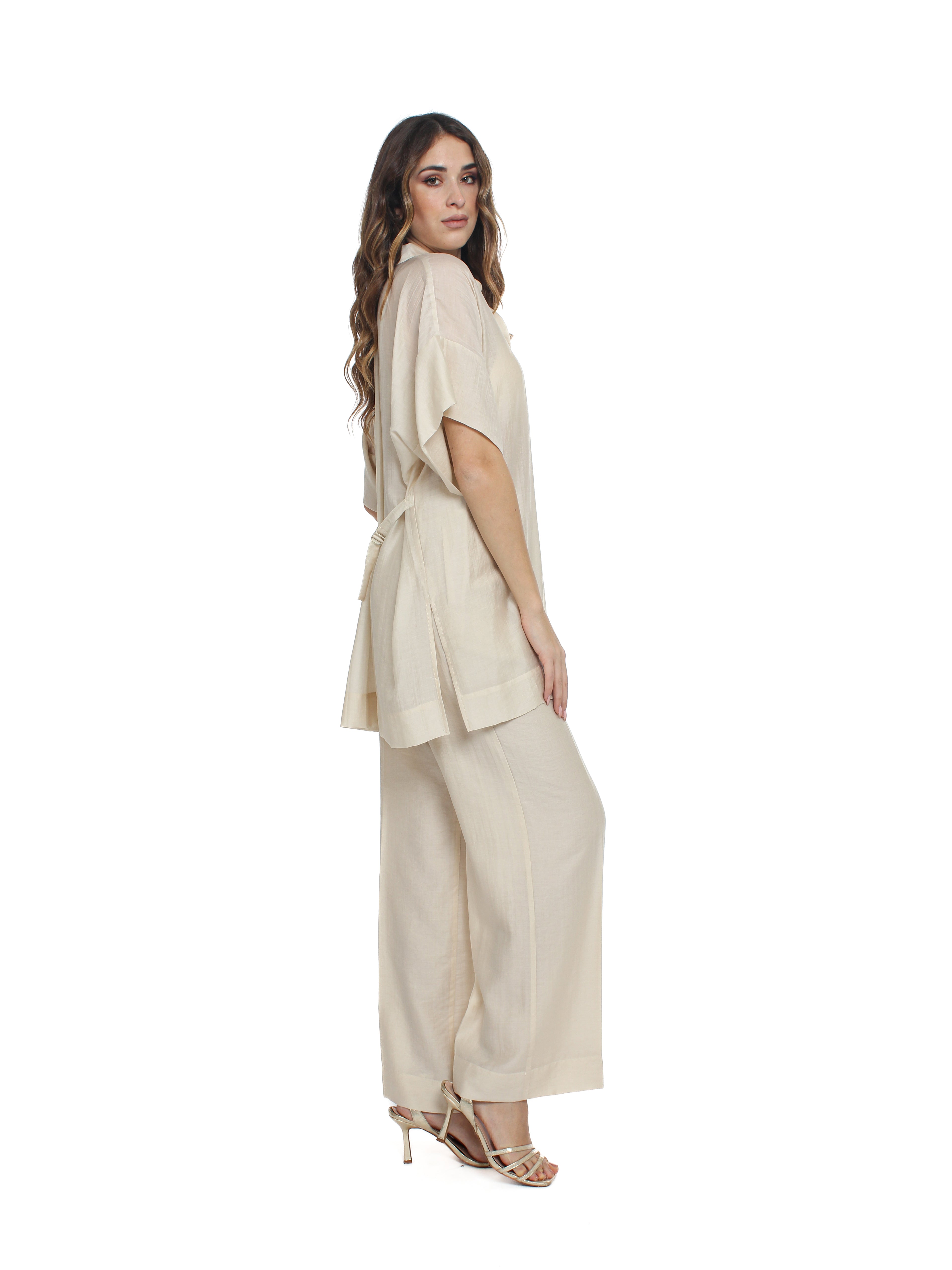 Pantalone palazzo in tencel Blugirl