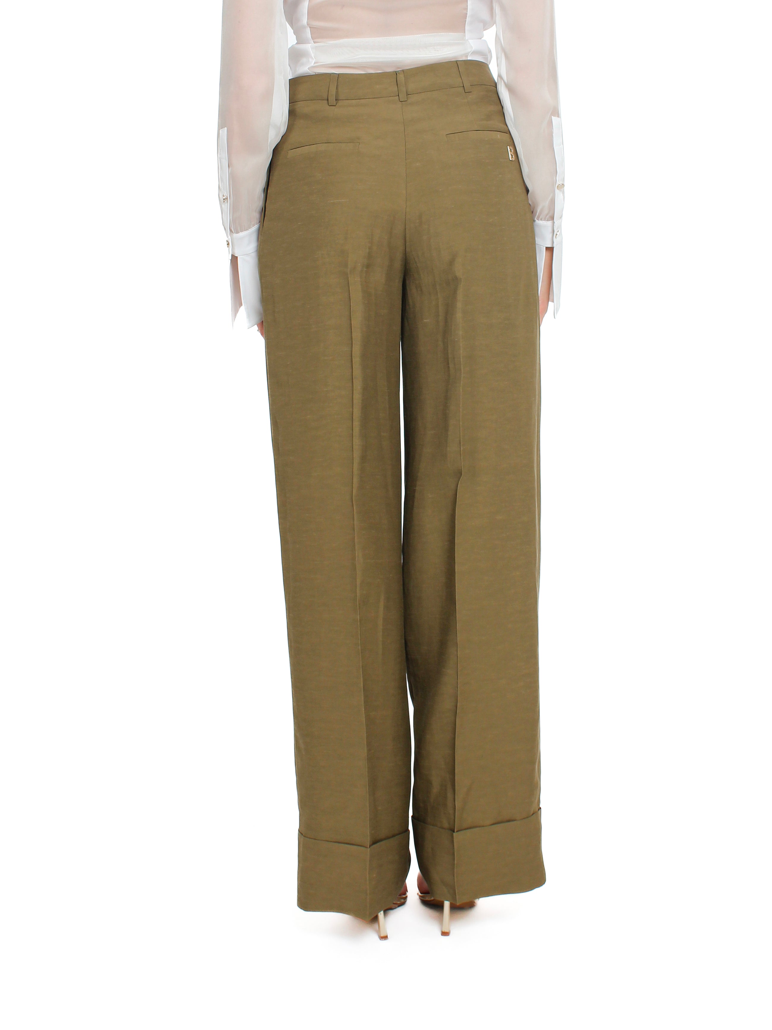 Pantalone wide leg in misto lino Blugirl