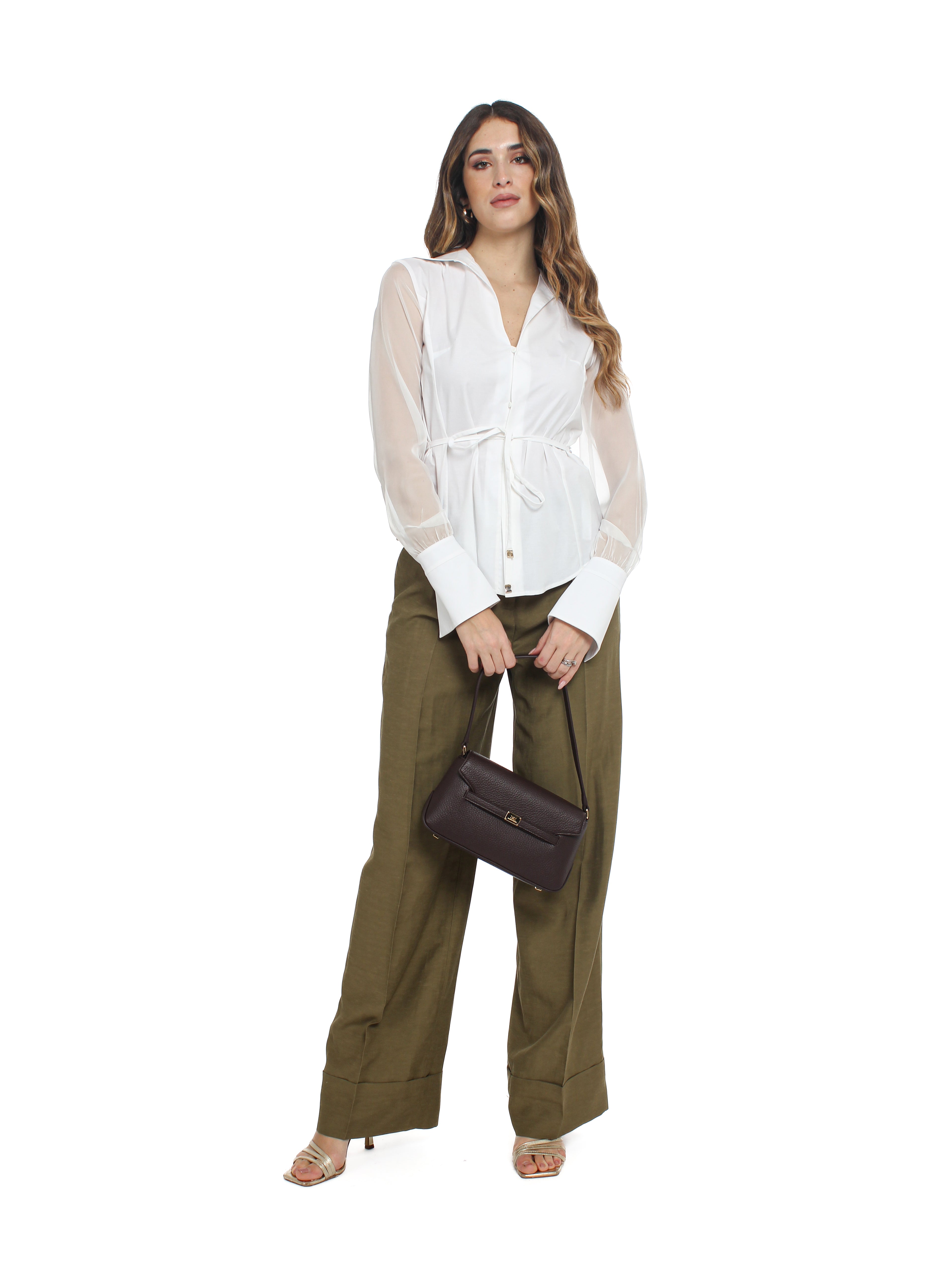 Pantalone wide leg in misto lino Blugirl