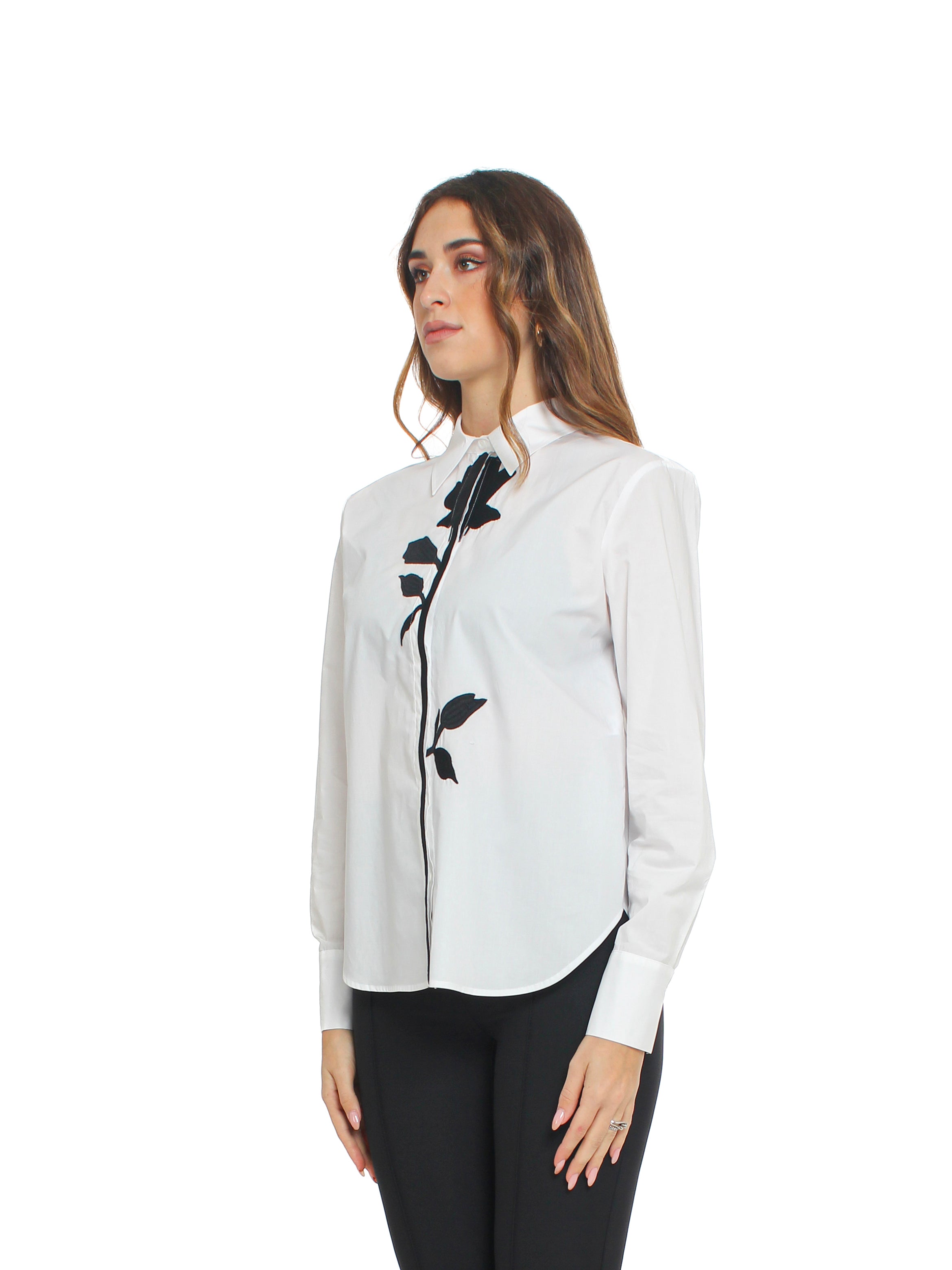 Camicia in popeline con patch floreale Blugirl