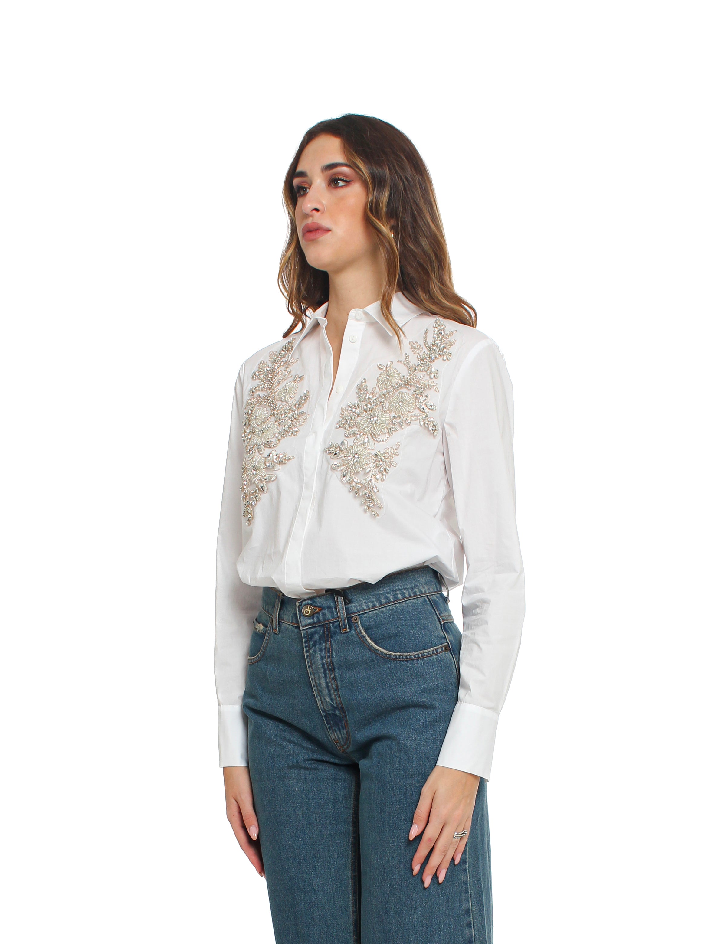 Camicia in popeline con patch floreale Blugirl