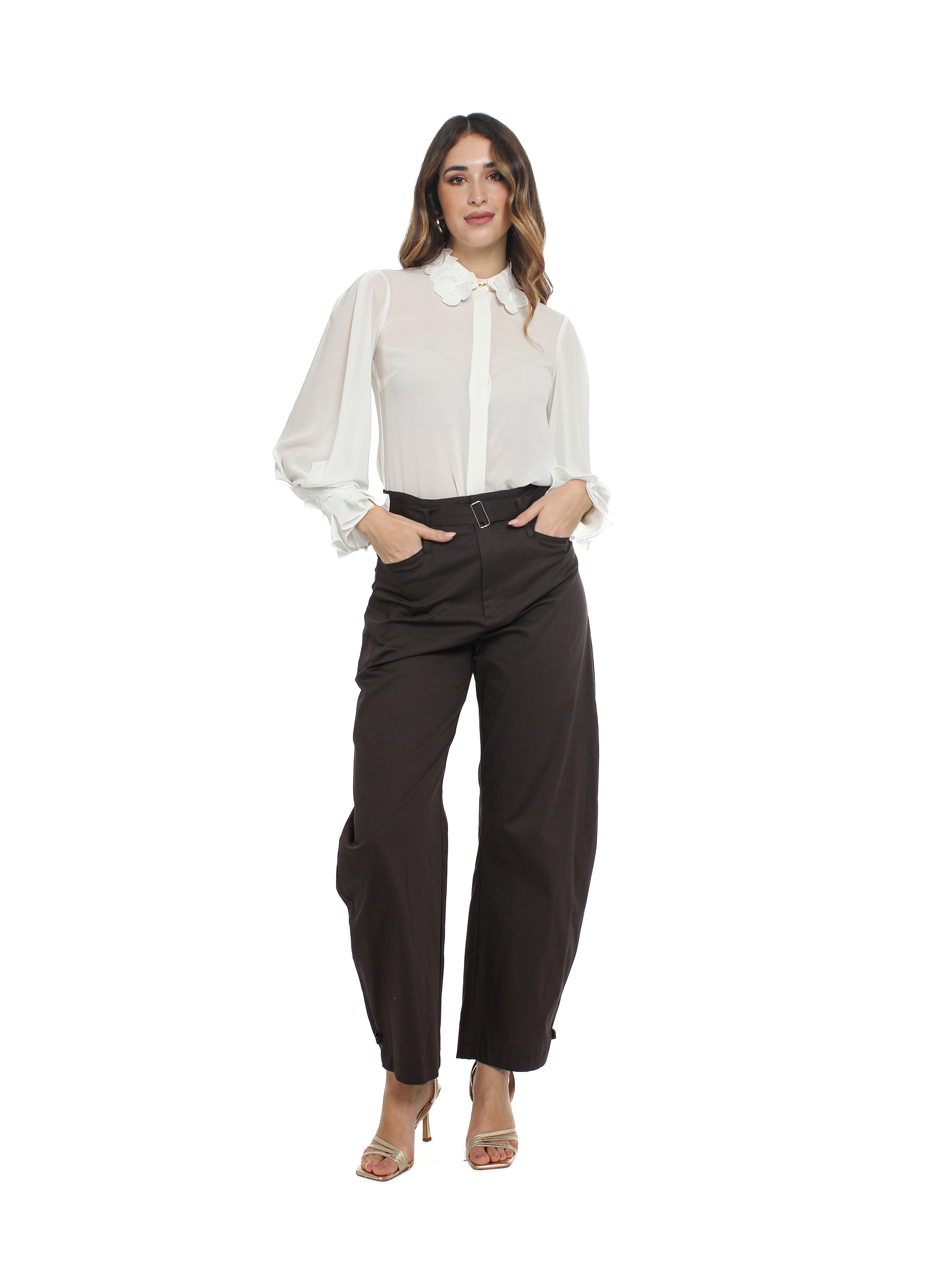 Pantalone vita alta con cintura Vicolo