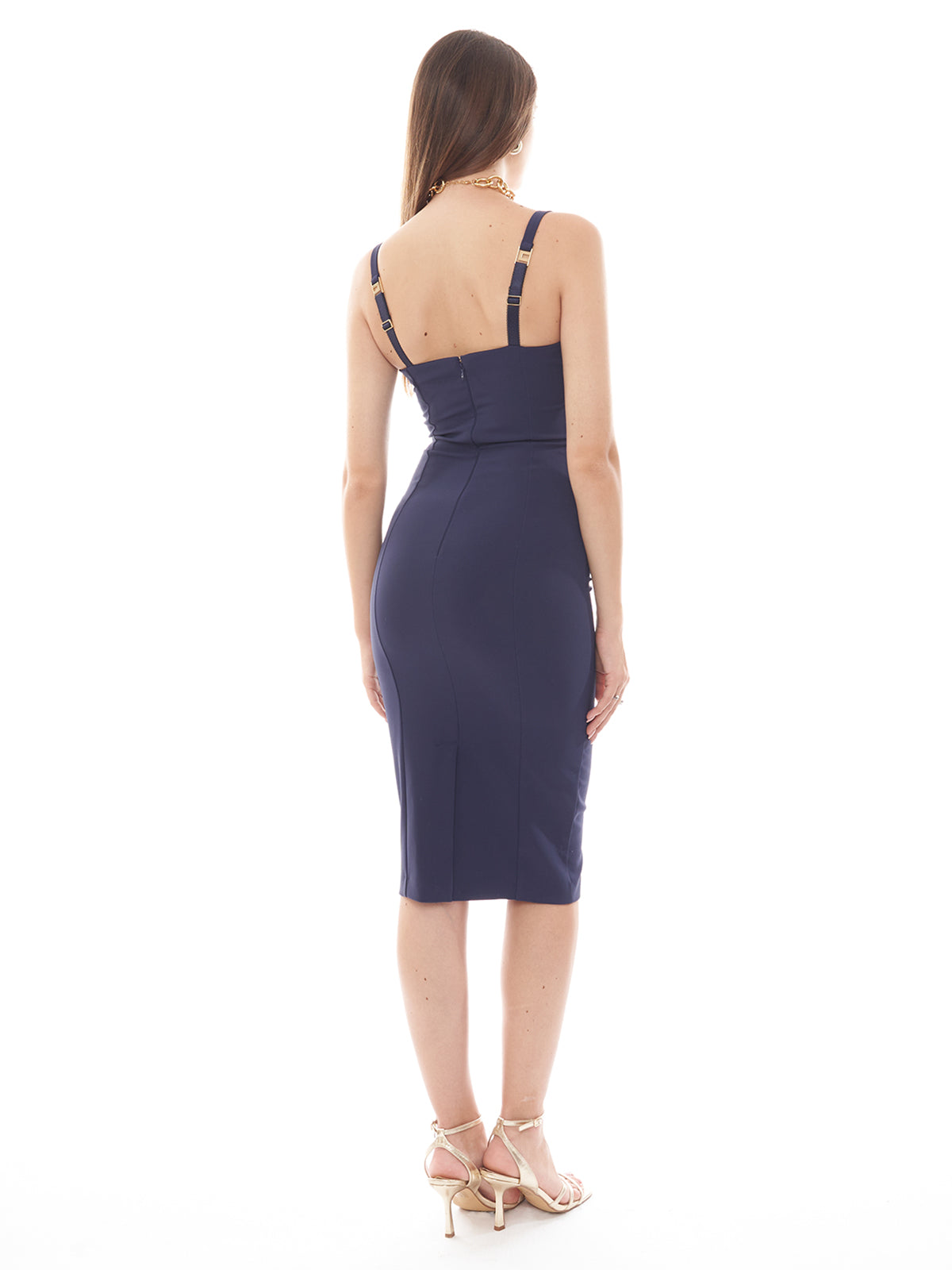 Abito midi in crêpe stretch taglio coppe Elisabetta Franchi