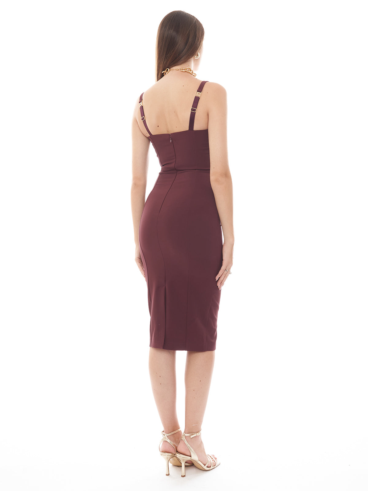 Abito midi in crêpe stretch taglio coppe Elisabetta Franchi