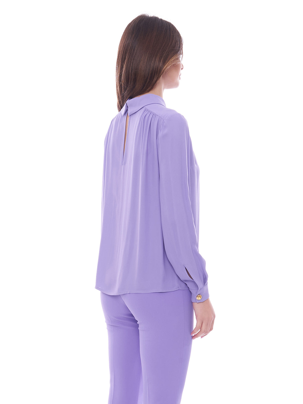 Elisabetta Franchi viscose georgette shirt with accessory on the neck