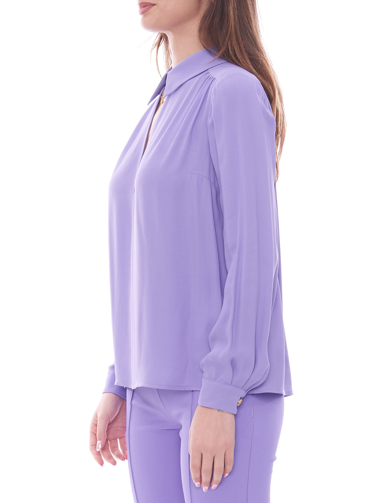 Camicia in georgette di viscosa con accessorio sul collo Elisabetta Franchi
