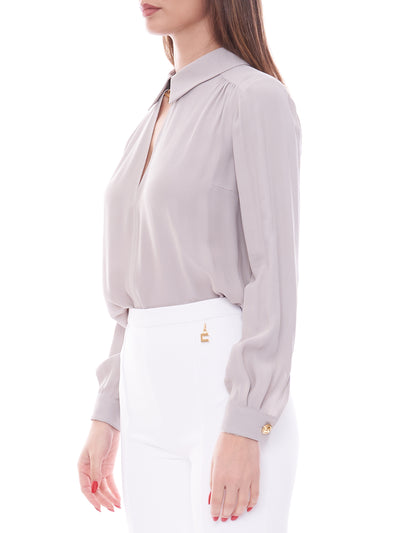 Elisabetta Franchi viscose georgette shirt with accessory on the neck